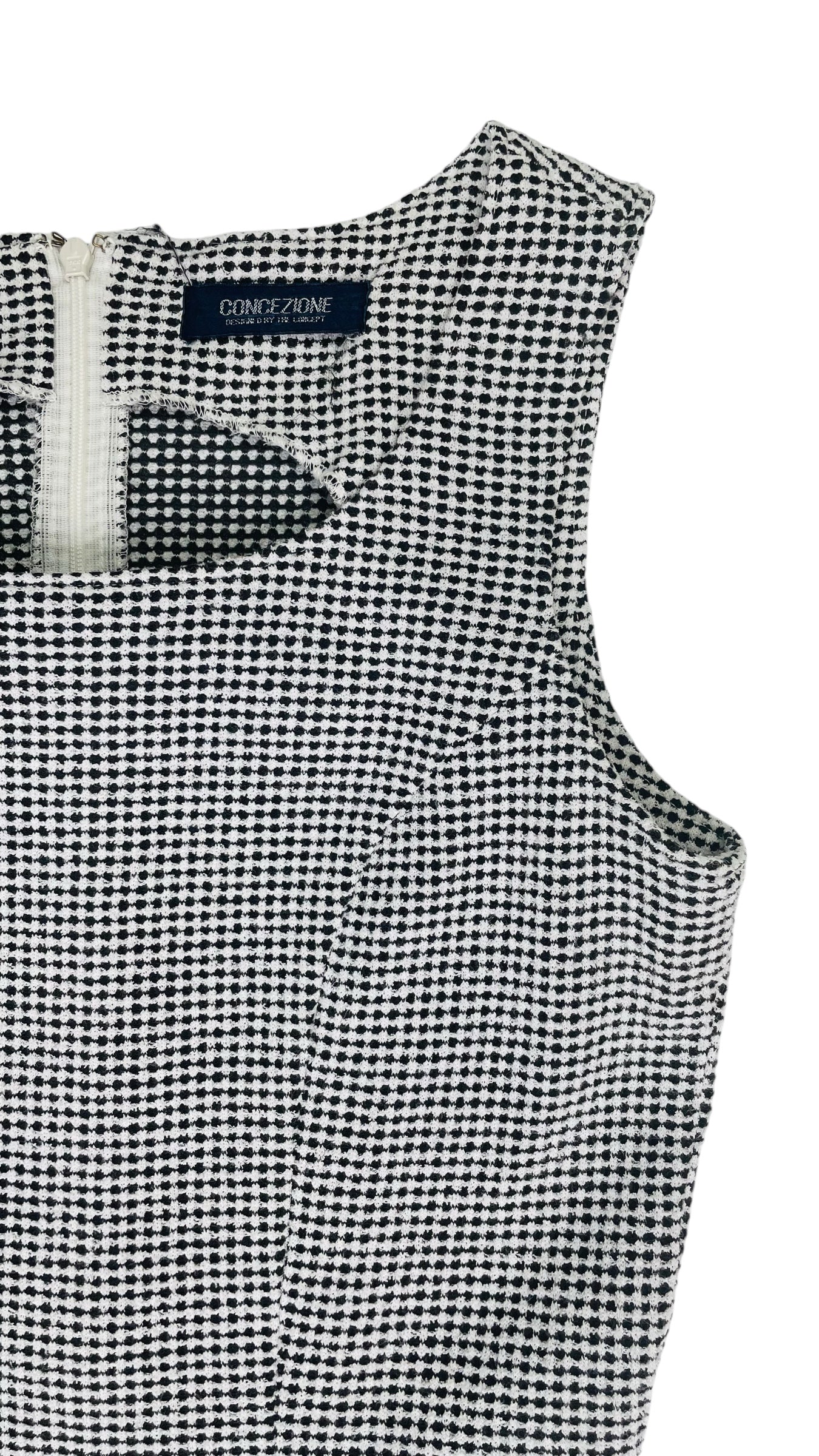 Vintage 90s houndstooth navy & grey mini tank dress - Size M