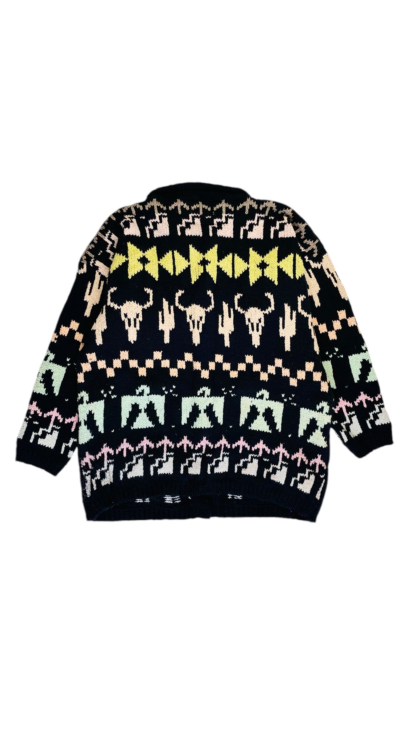 Pre-Loved HILARY SMITH black pastel southwest knit sweater - Size L
