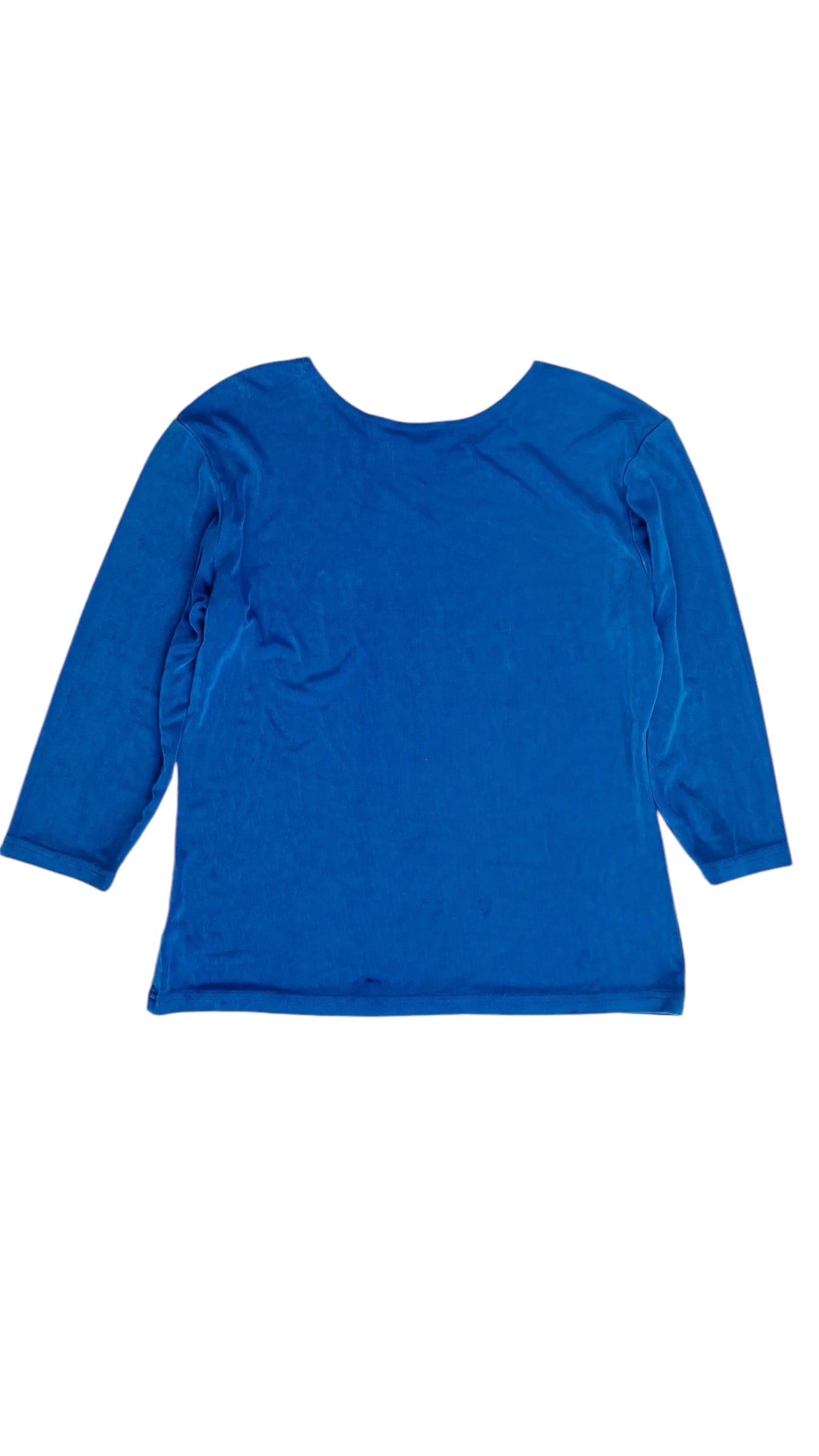 Vintage 90s blue bracelet sleeve slinky knit top - Size L