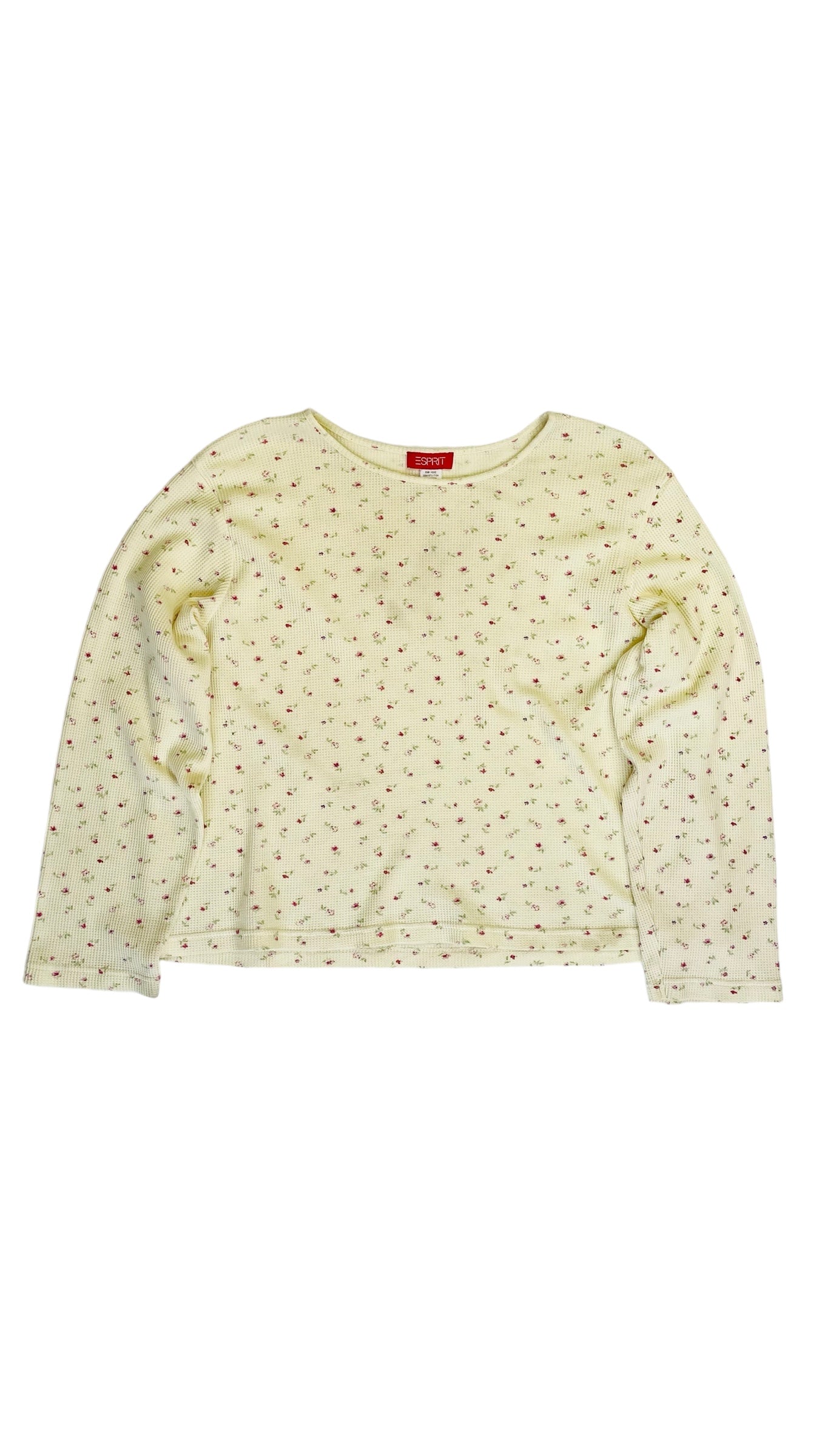 Vintage Y2K ESPRIT yellow floral waffle knit top - Size XL
