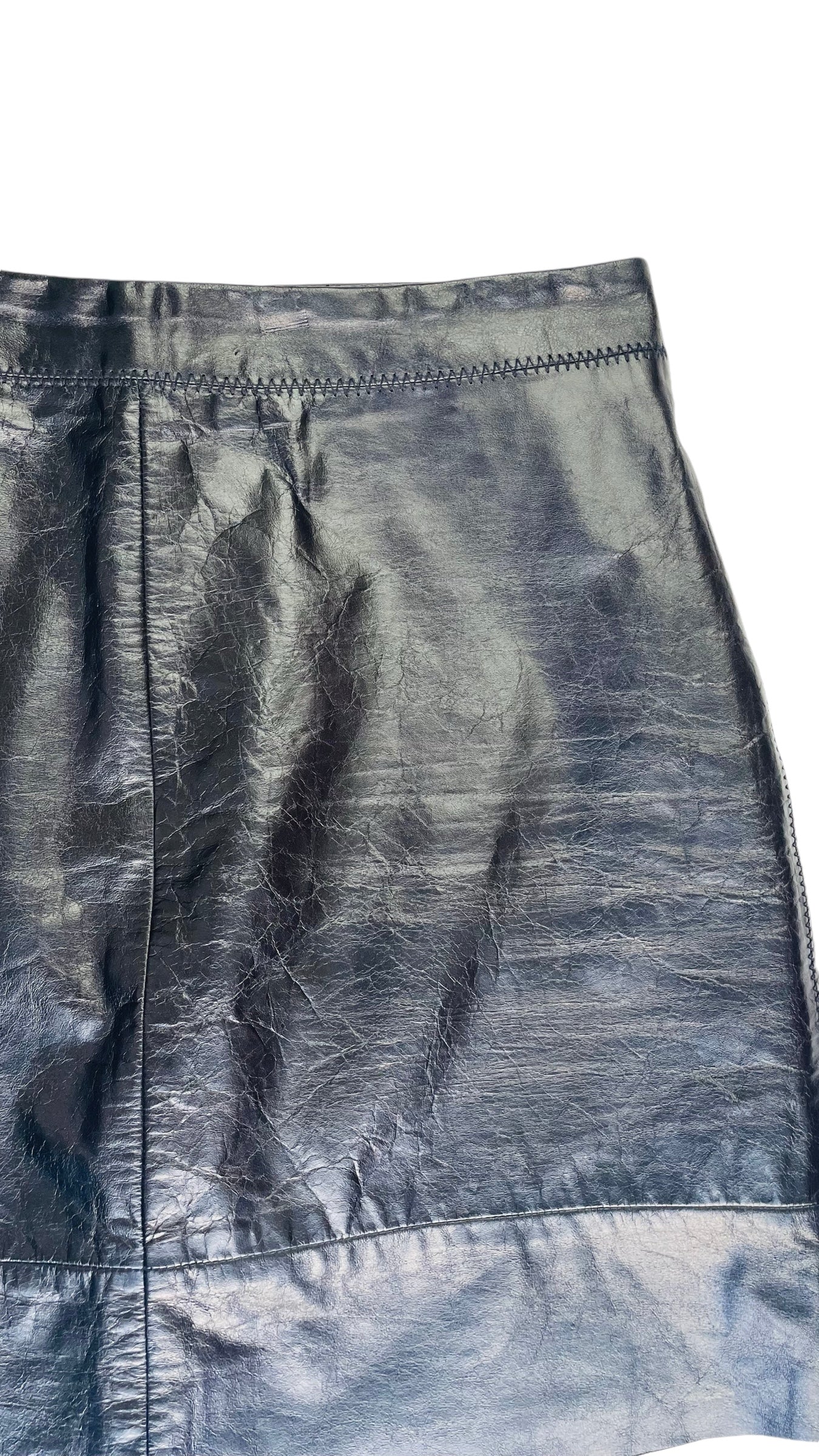 Vintage 90s GAP black leather mini skirt - Size 0