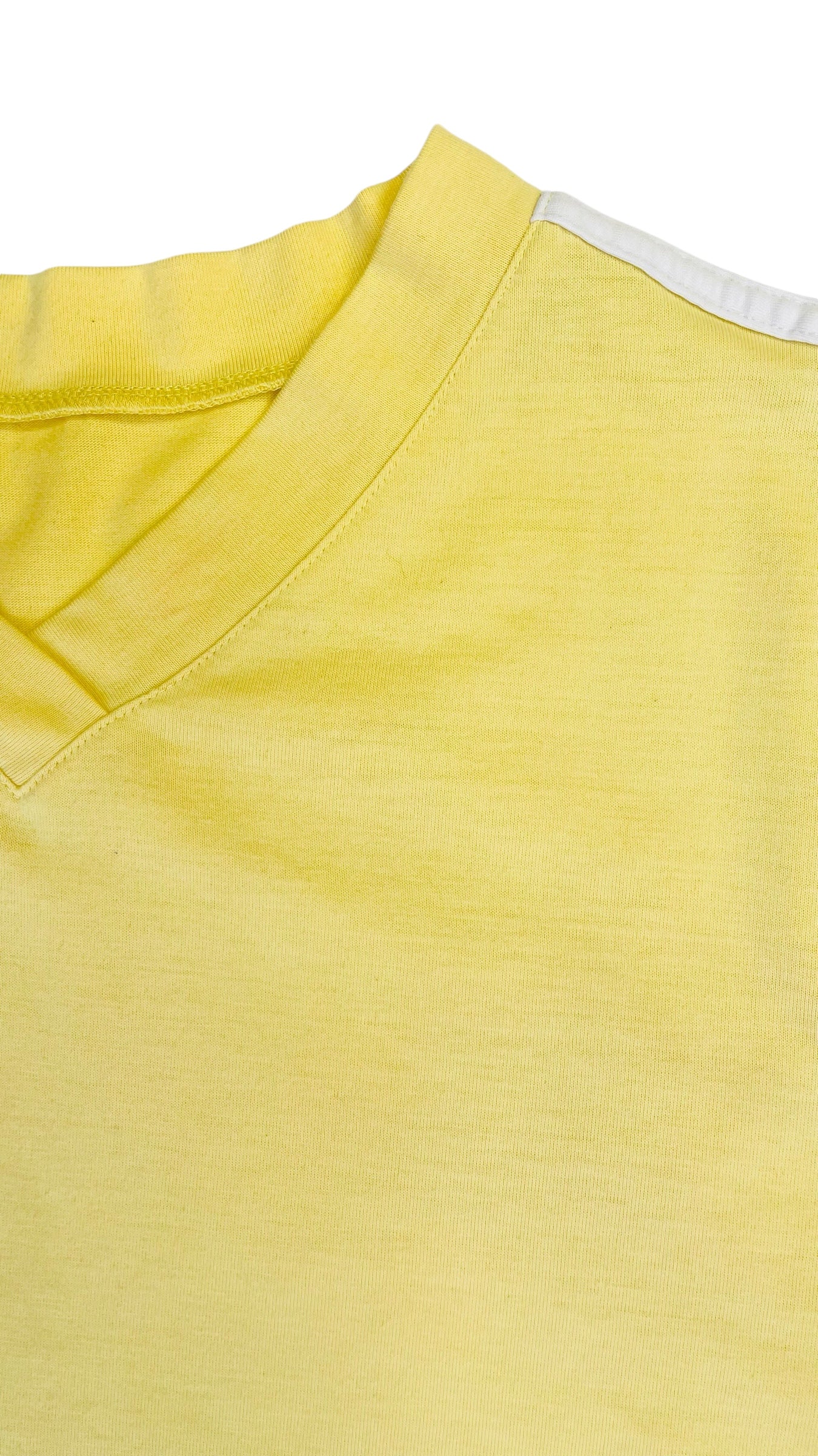 Vintage 90s yellow v neck t shirt - Size XL