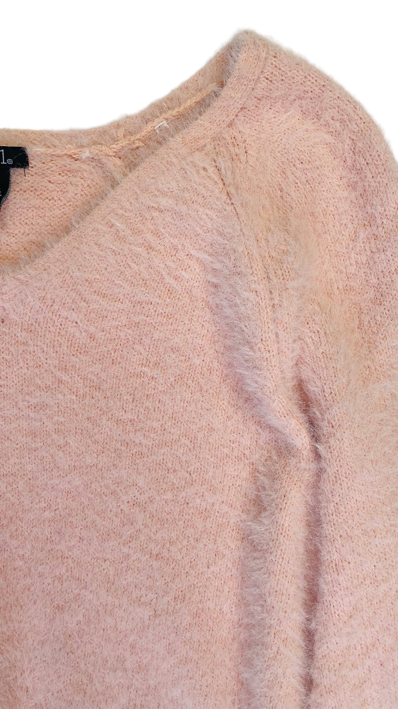 Vintage 90s RUE 21 baby pink fuzzy knit sweater- Size S