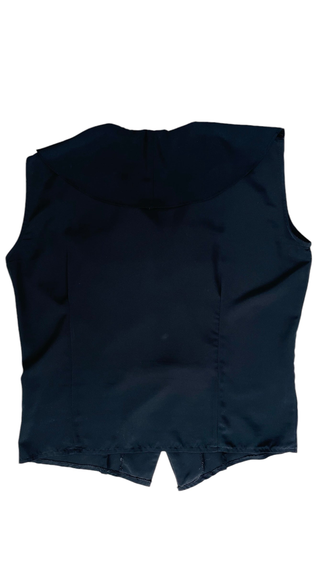 Vintage 90s black tank top/vest with ruffled collar - Size XL