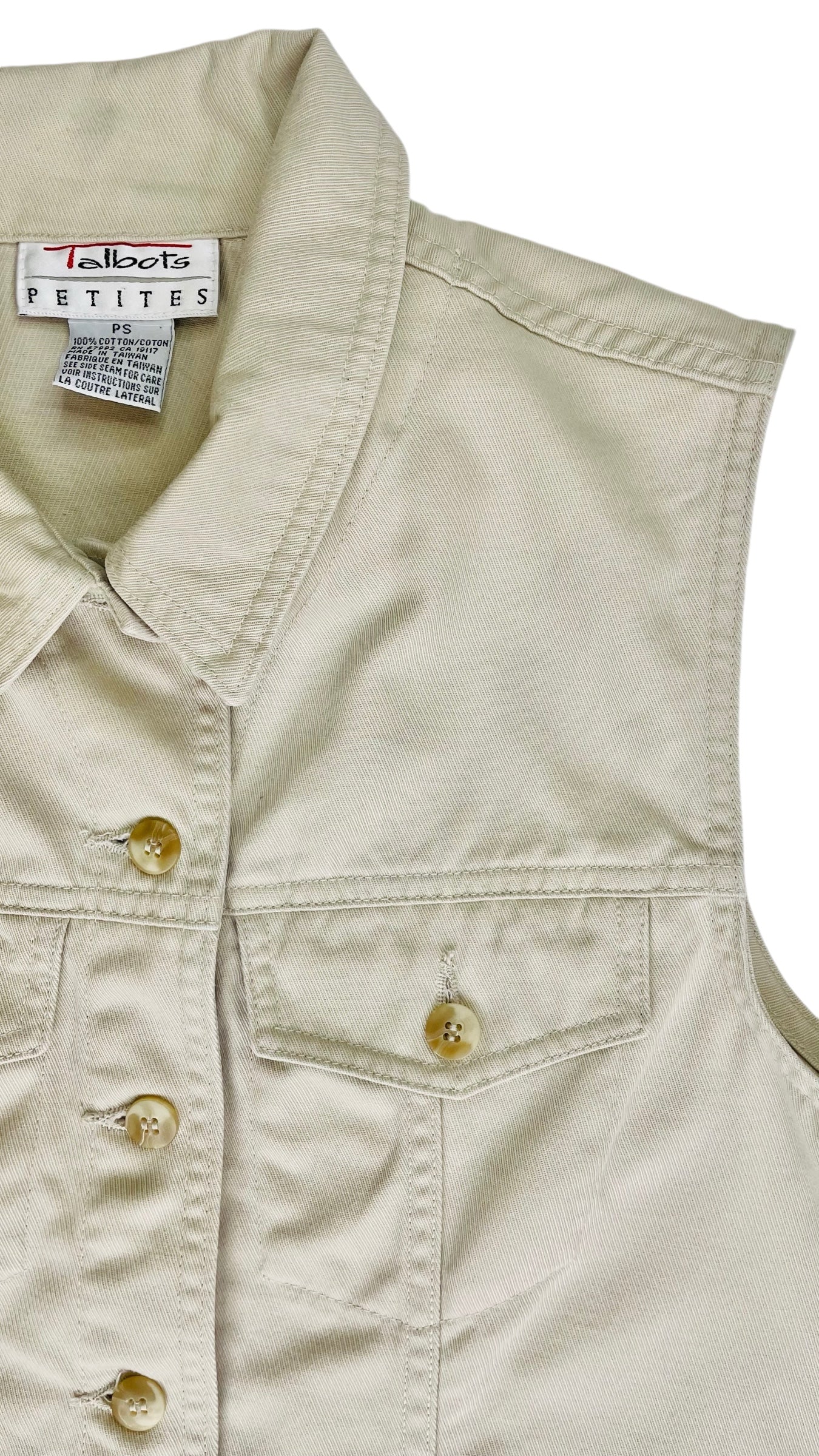 Vintage 90s beige tank top/button up vest - Size S