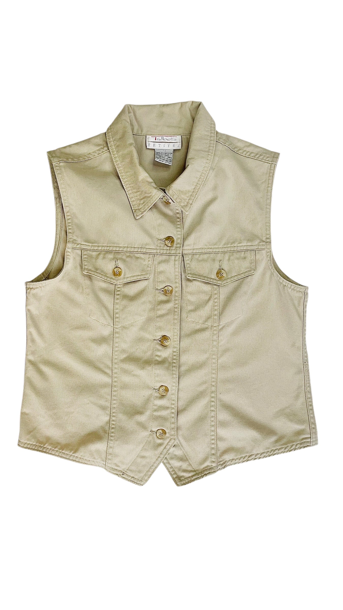 Vintage 90s beige tank top/button up vest - Size S