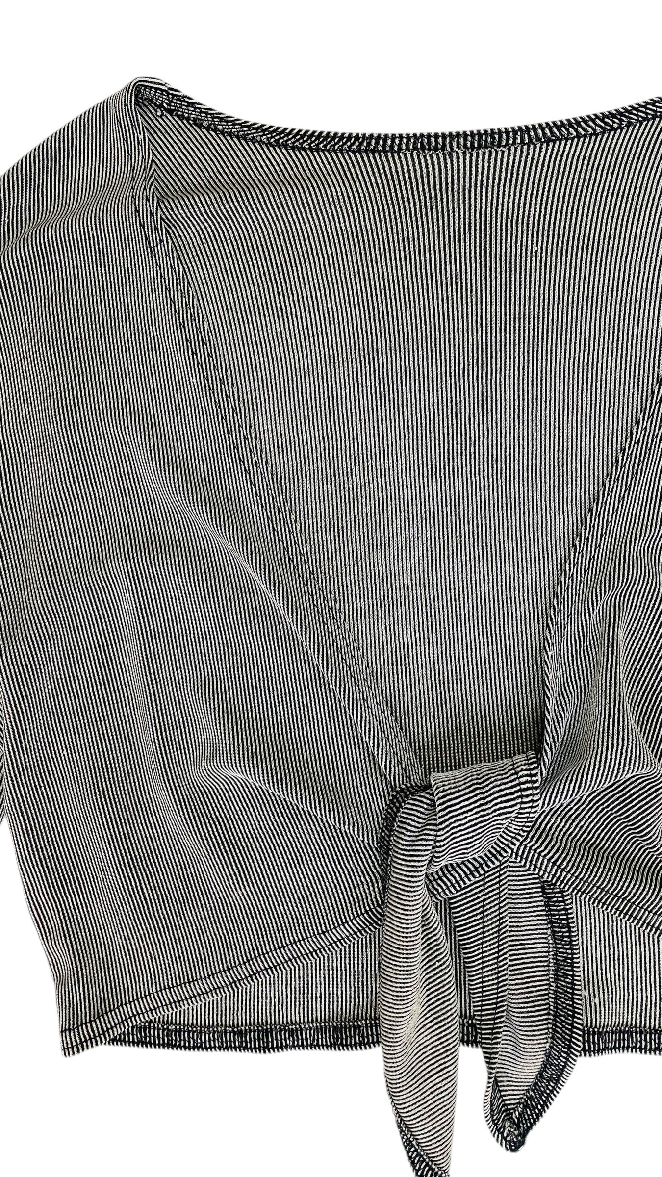 Vintage 90s grey knit long sleeve tie up crop top - Size XS