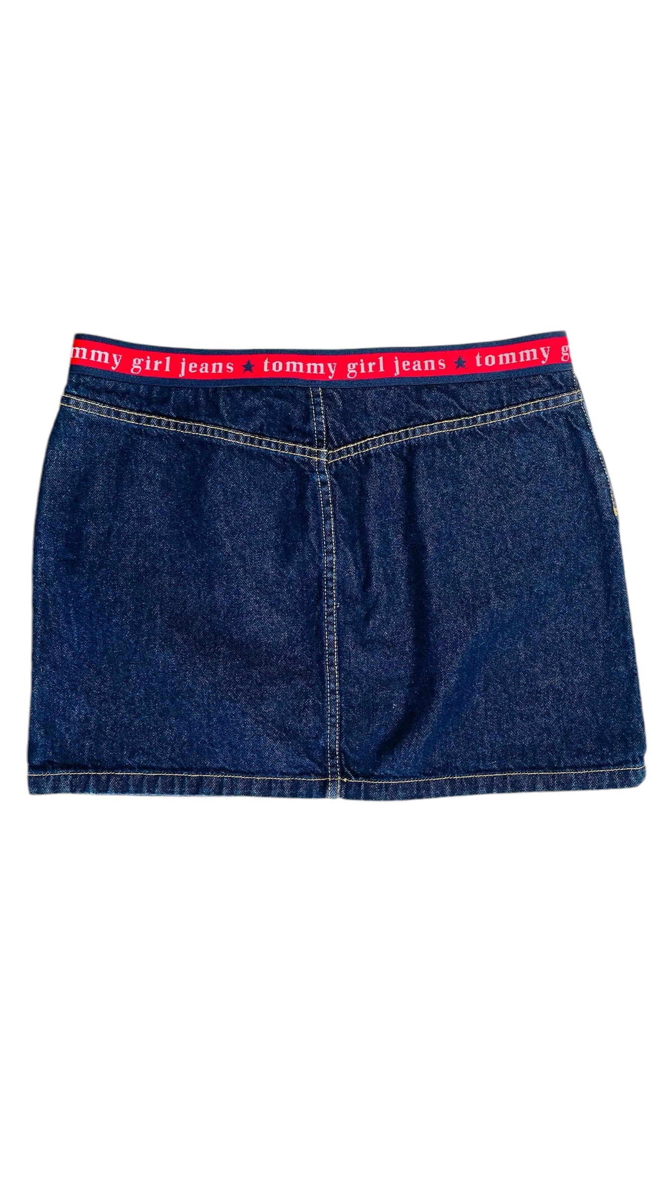 Vintage Y2K TOMMY GIRL logo dark blue denim mini skirt - Size 11