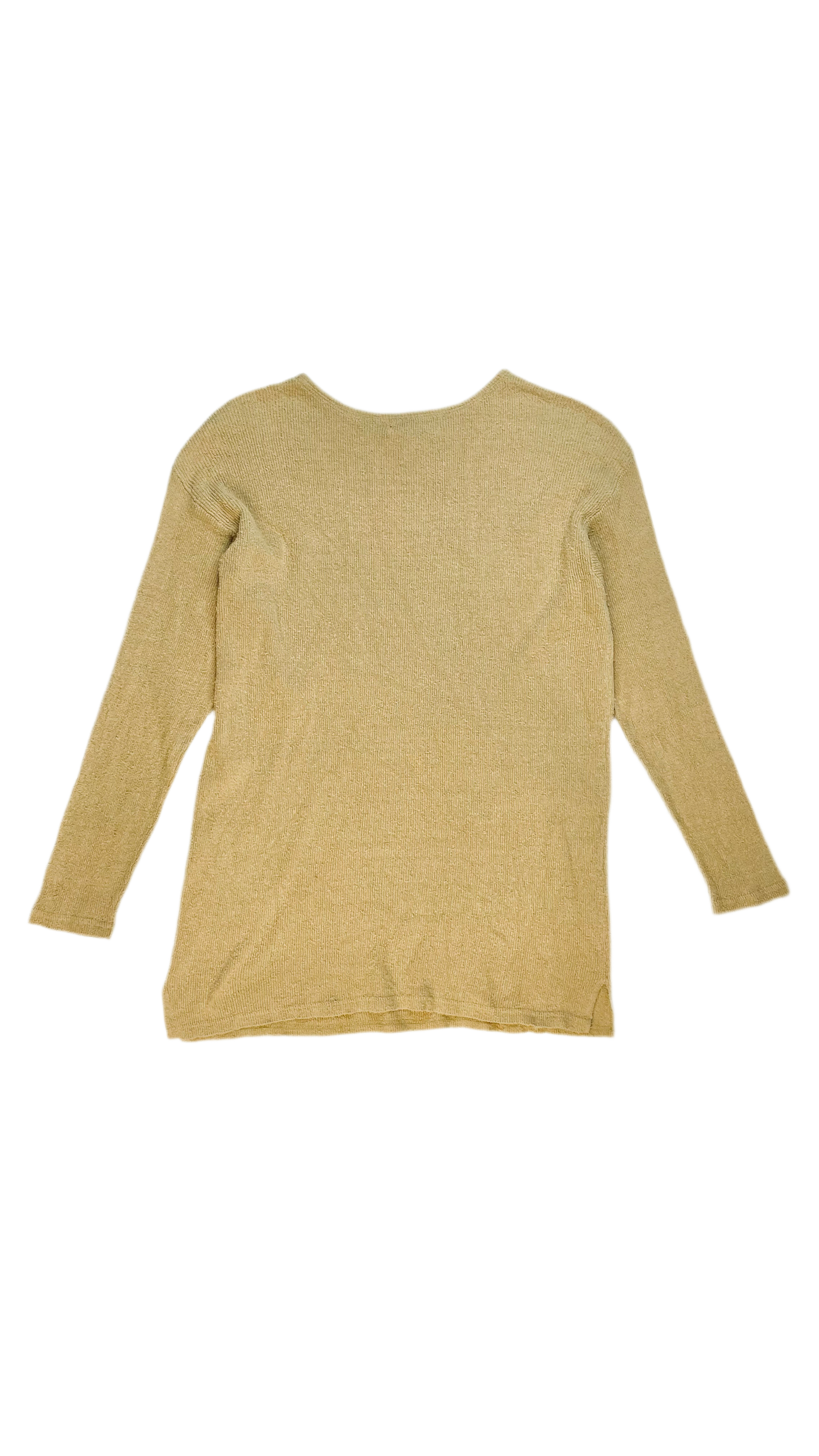 Vintage 90s EXPRESS mustard yellow silk long sleeve knit top tunic - Size XS - M