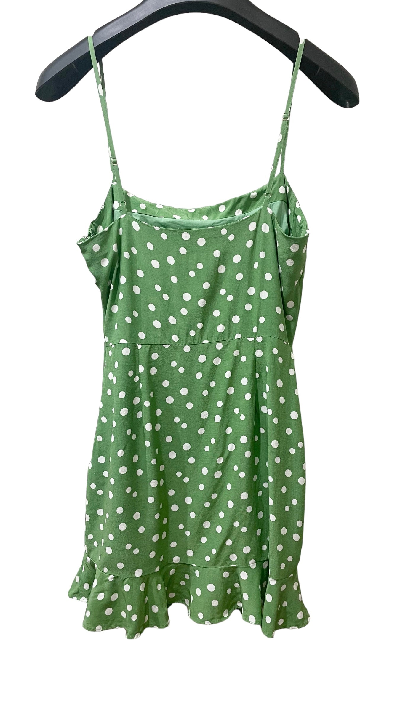 Pre-Loved PRIVACY PLEASE green polka dot mini tank dress - Size S