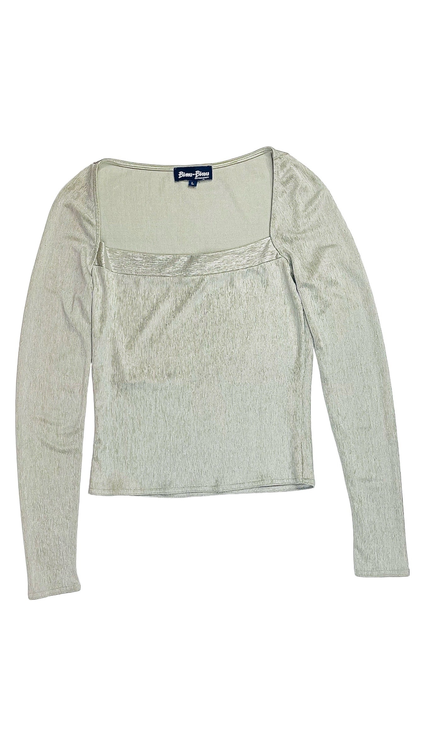Vintage 90s silver knit long sleeve top - Size L