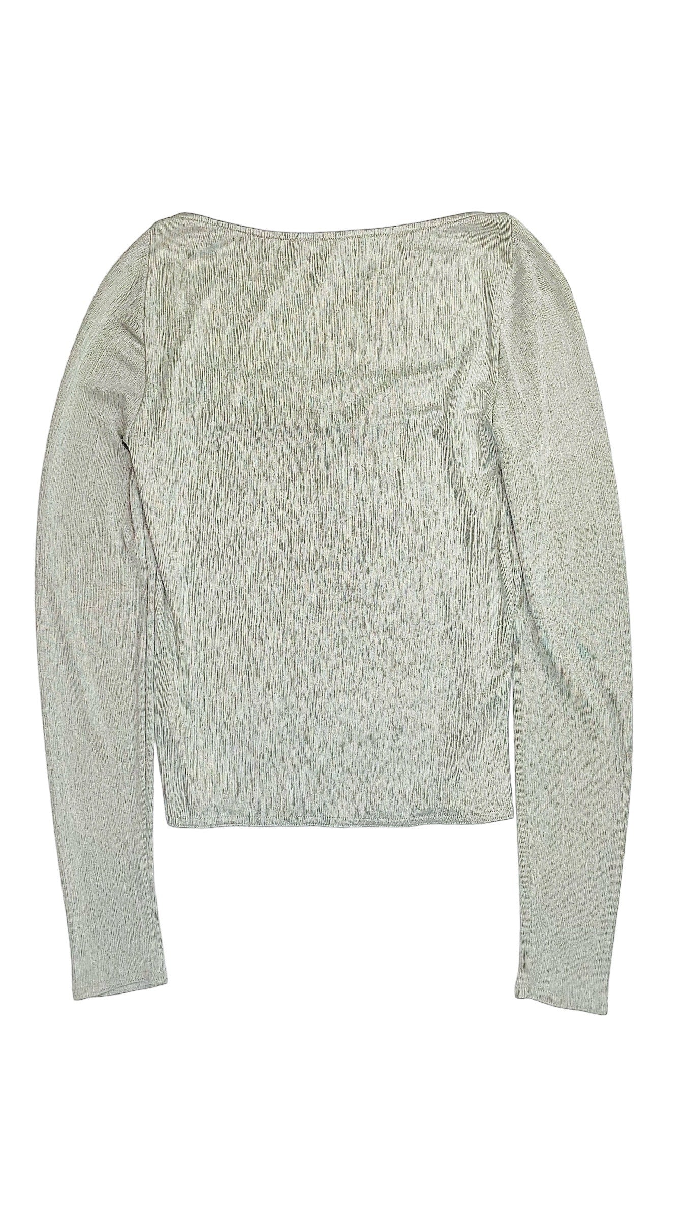 Vintage 90s silver knit long sleeve top - Size L