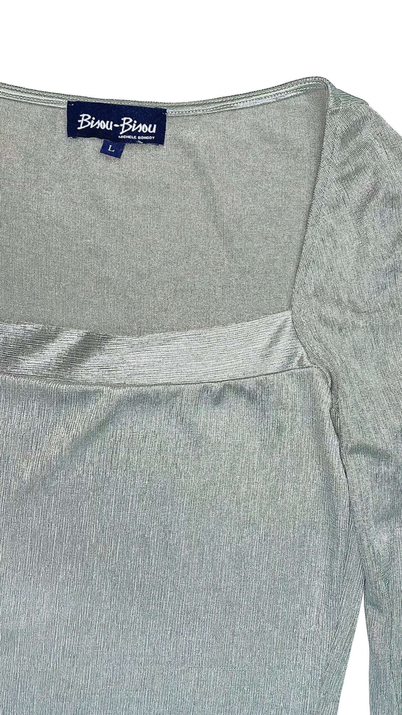 Vintage 90s silver knit long sleeve top - Size L
