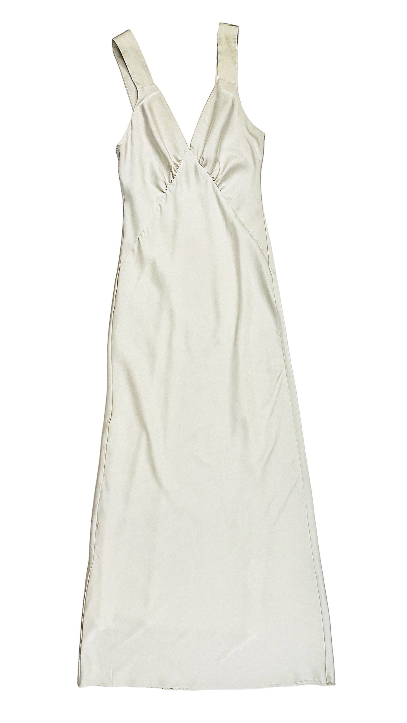 Pre-Loved HOUSE OF HARLOW 1960 off white satin maxi tank dress - Size XS