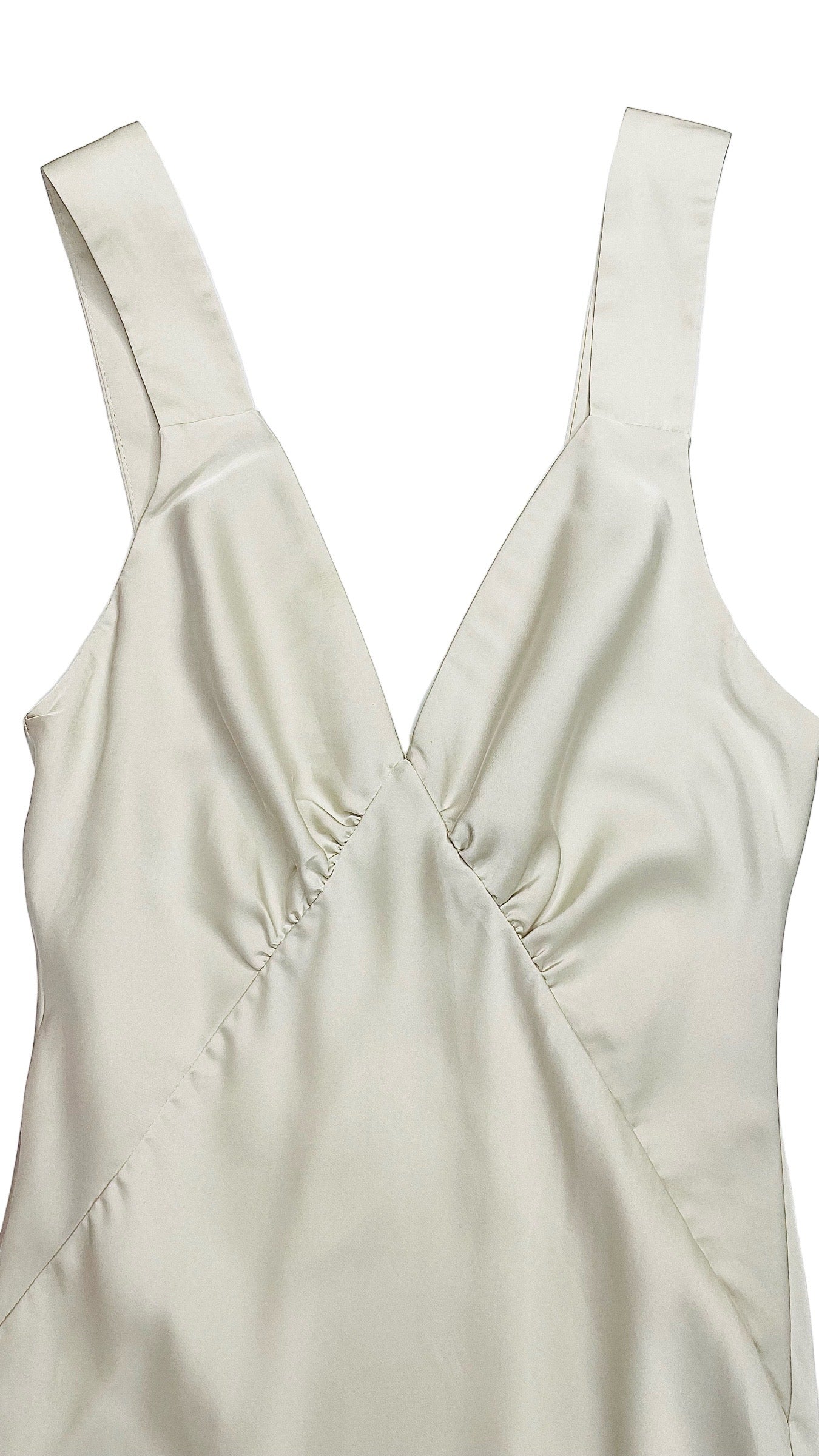 Pre-Loved HOUSE OF HARLOW 1960 off white satin maxi tank dress - Size XS