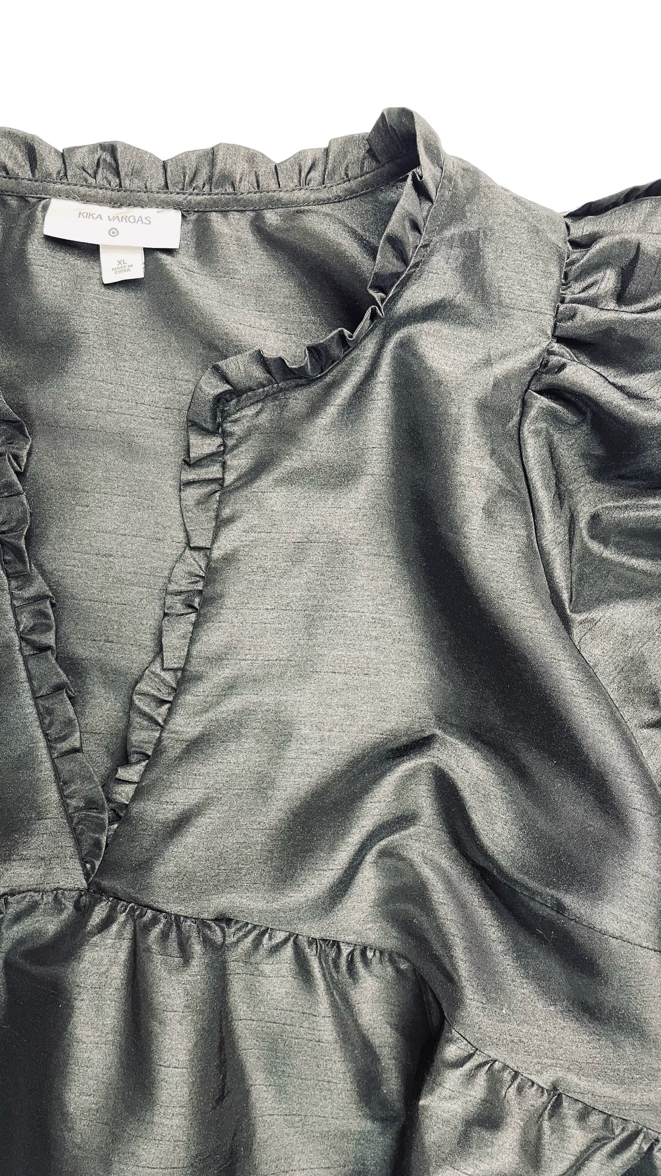 Pre-Loved KIKA VARGAS black tiered babydoll maxi dress - Size XL