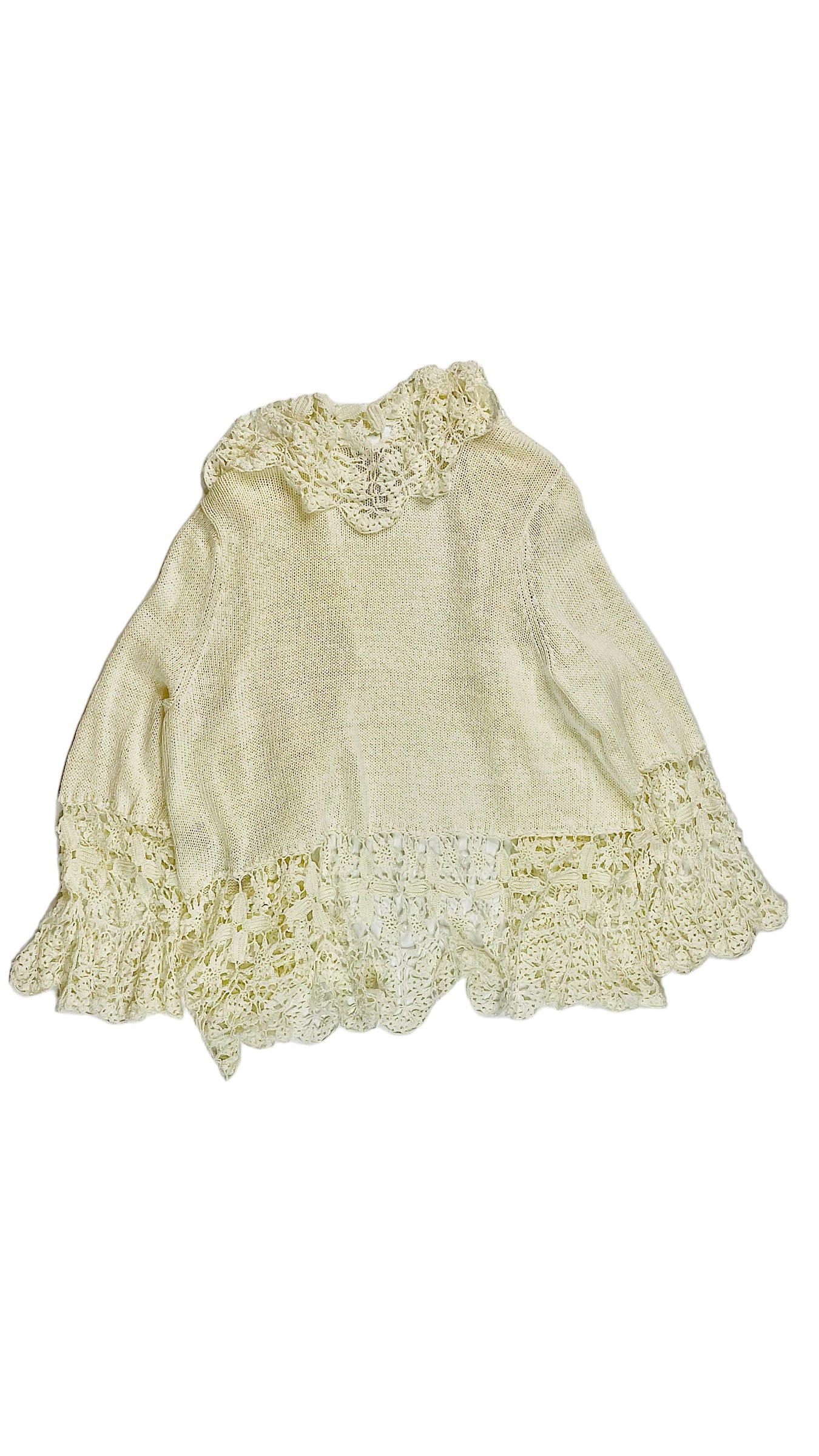 Vintage 90s cream lace knit long sleeve cardigan sweater - Size XL