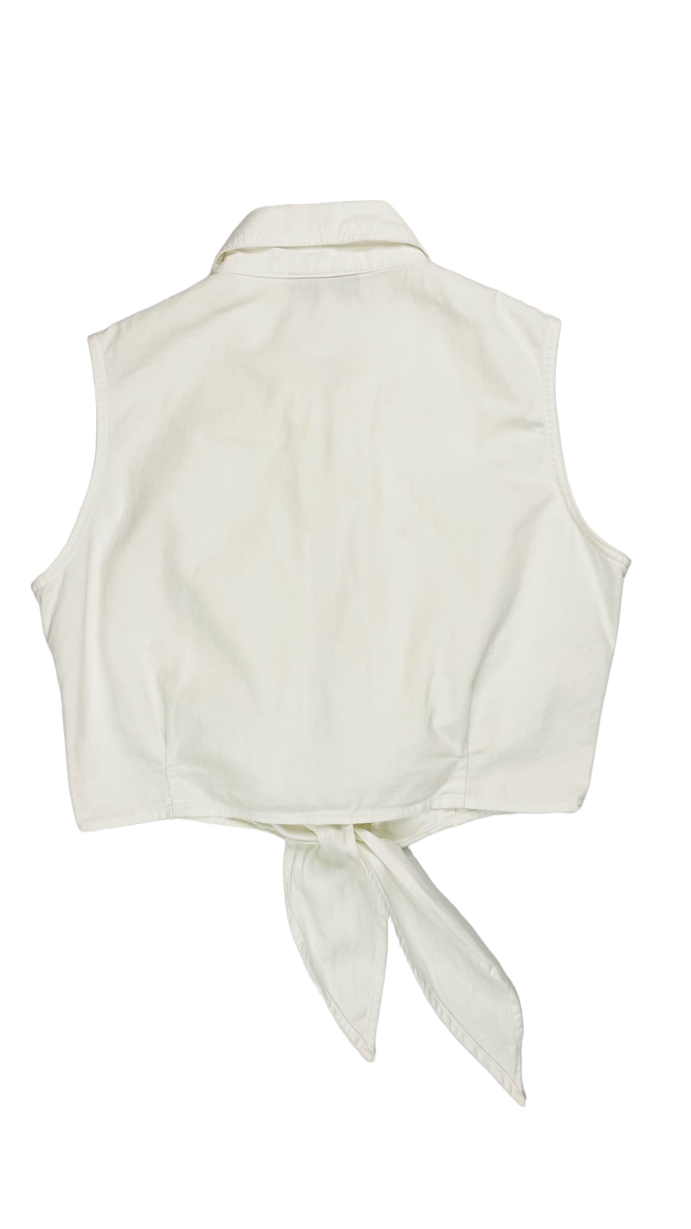 Vintage 90s white zip up tie up tank top - Size L