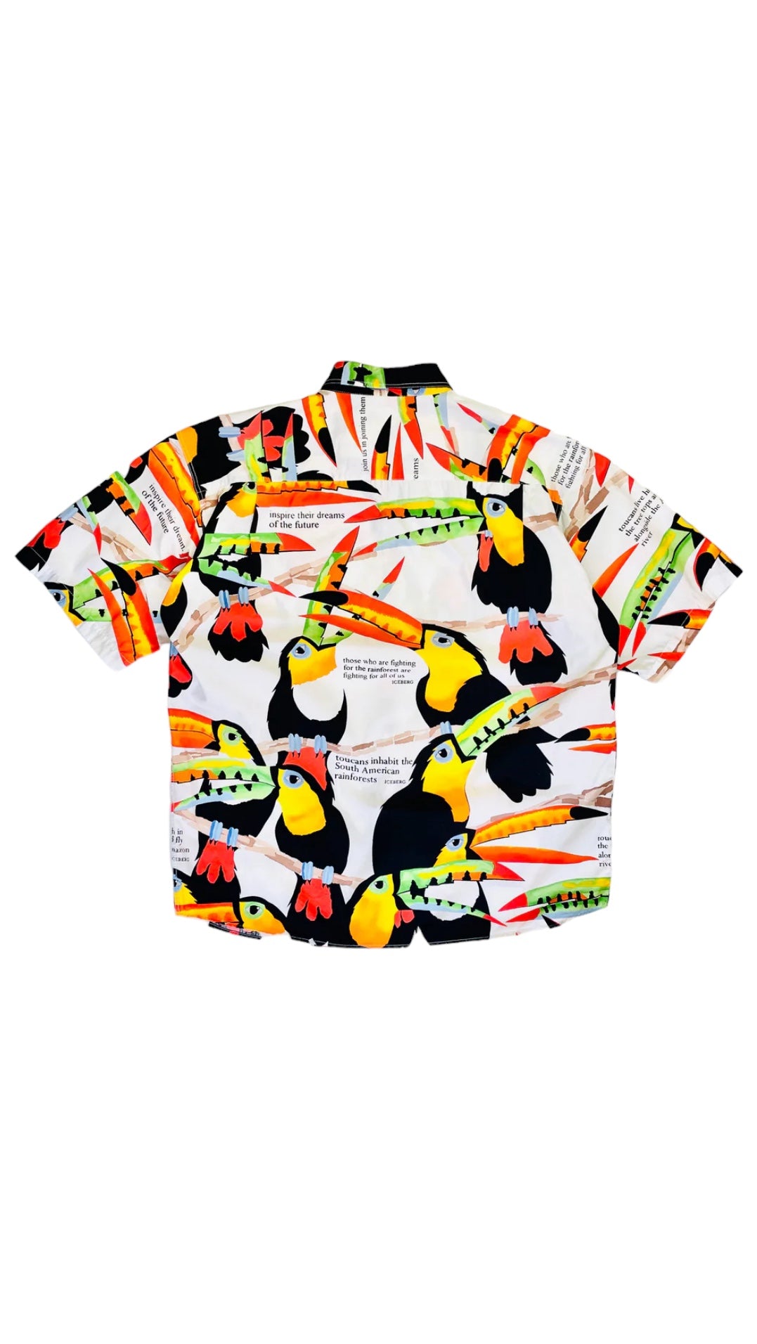 Vintage 90s ICEBERG white toucan print button up t-shirt - Size XL