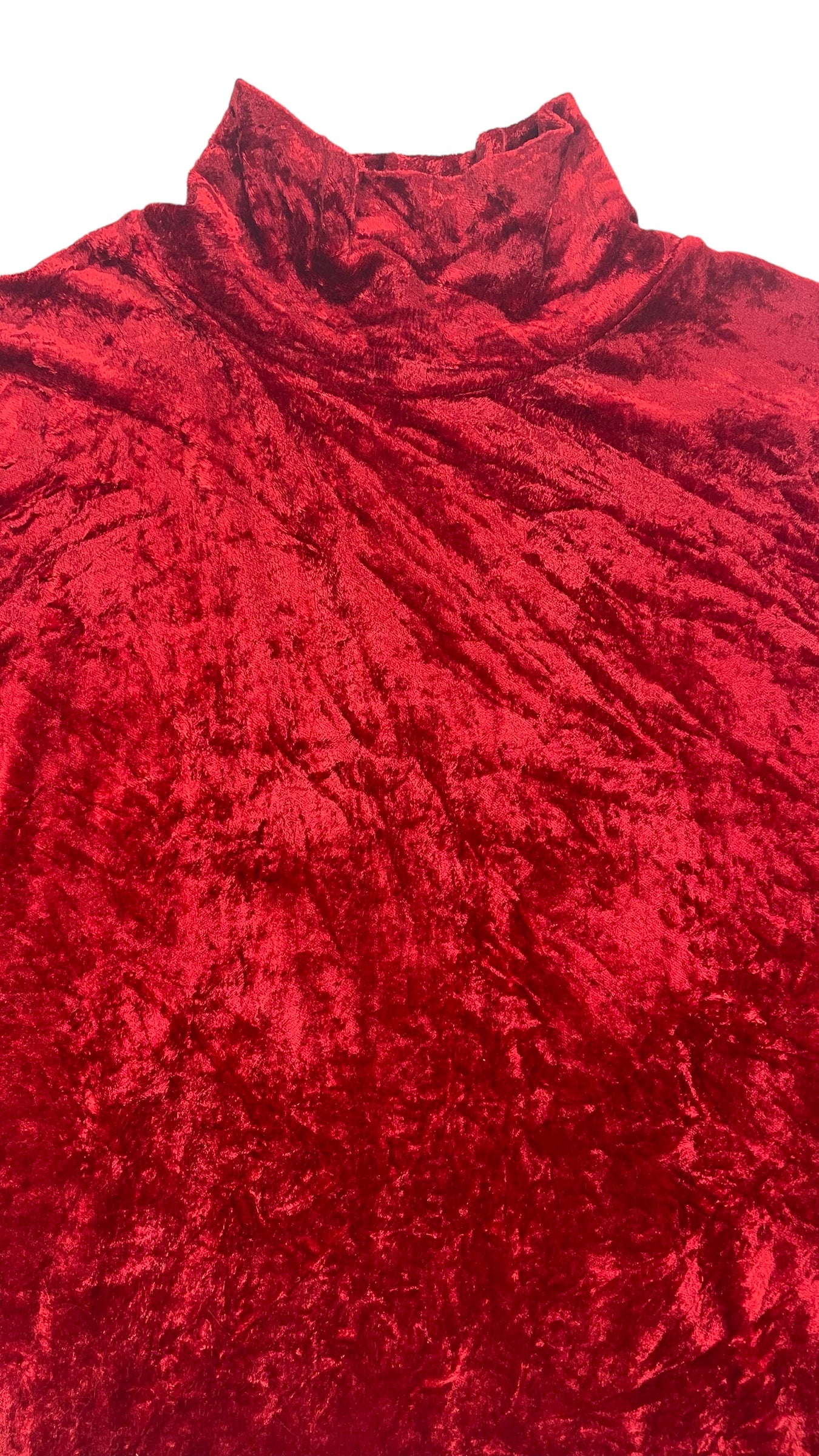 Vintage 90s red crushed velvet GAP mock neck knit long sleeve top - Size L