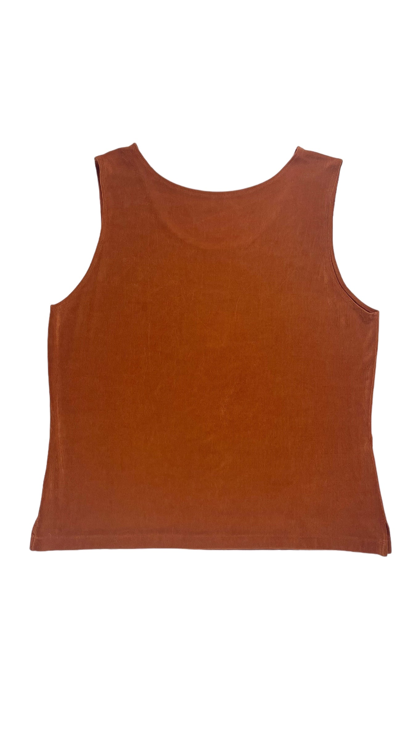 Vintage 90s terracotta rust slinky knit tank top - Size L