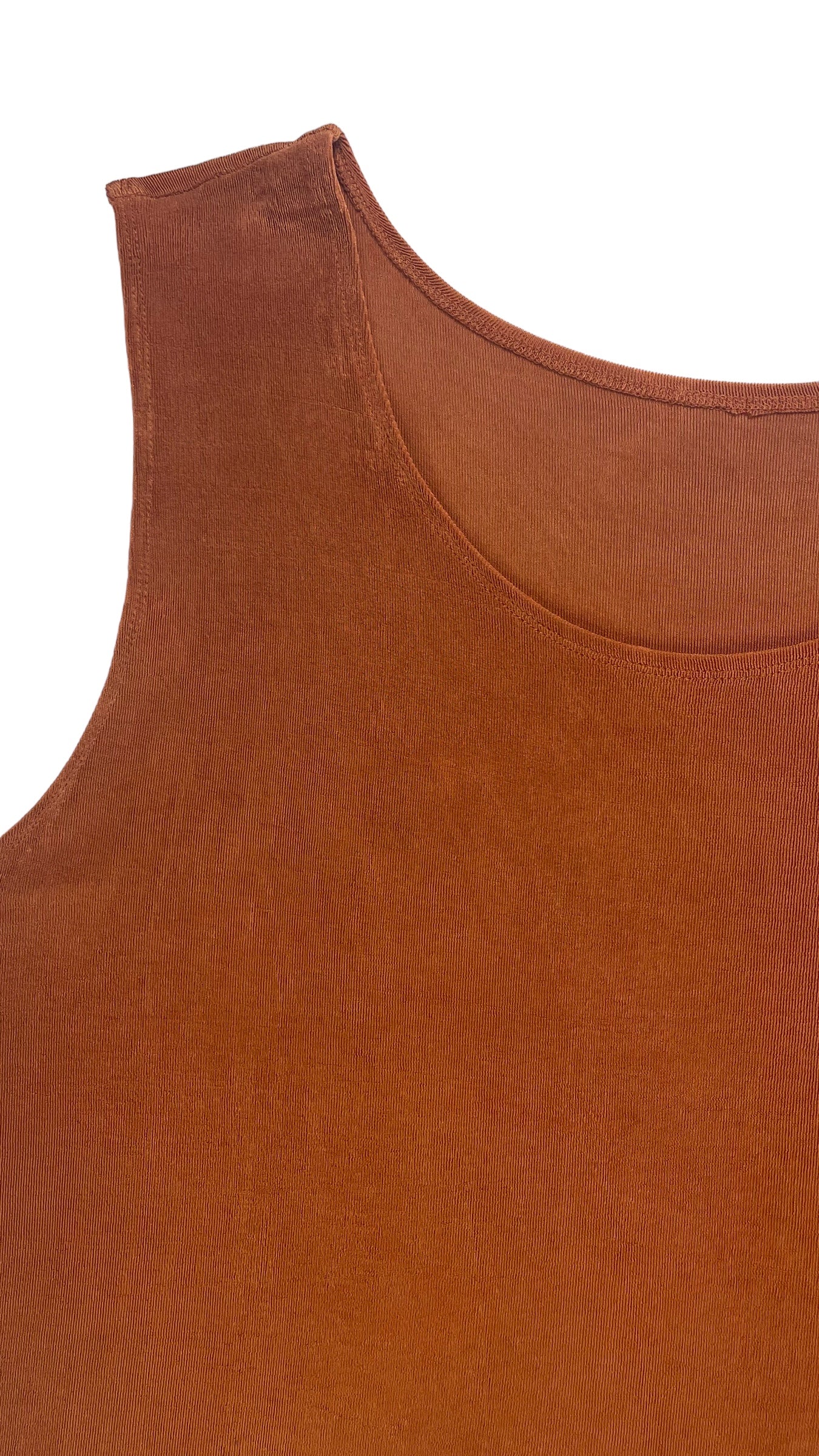 Vintage 90s terracotta rust slinky knit tank top - Size L