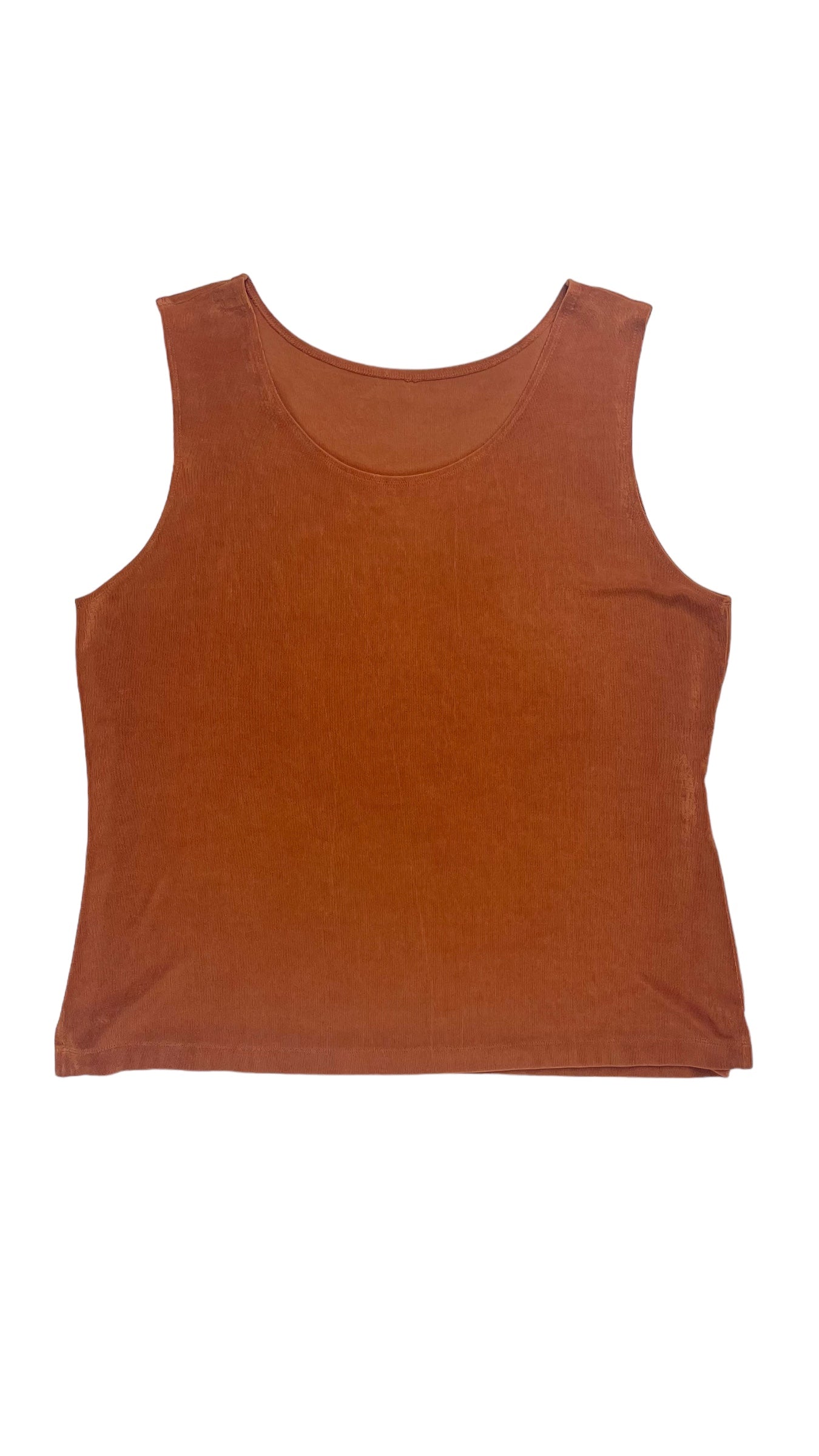 Vintage 90s terracotta rust slinky knit tank top - Size L