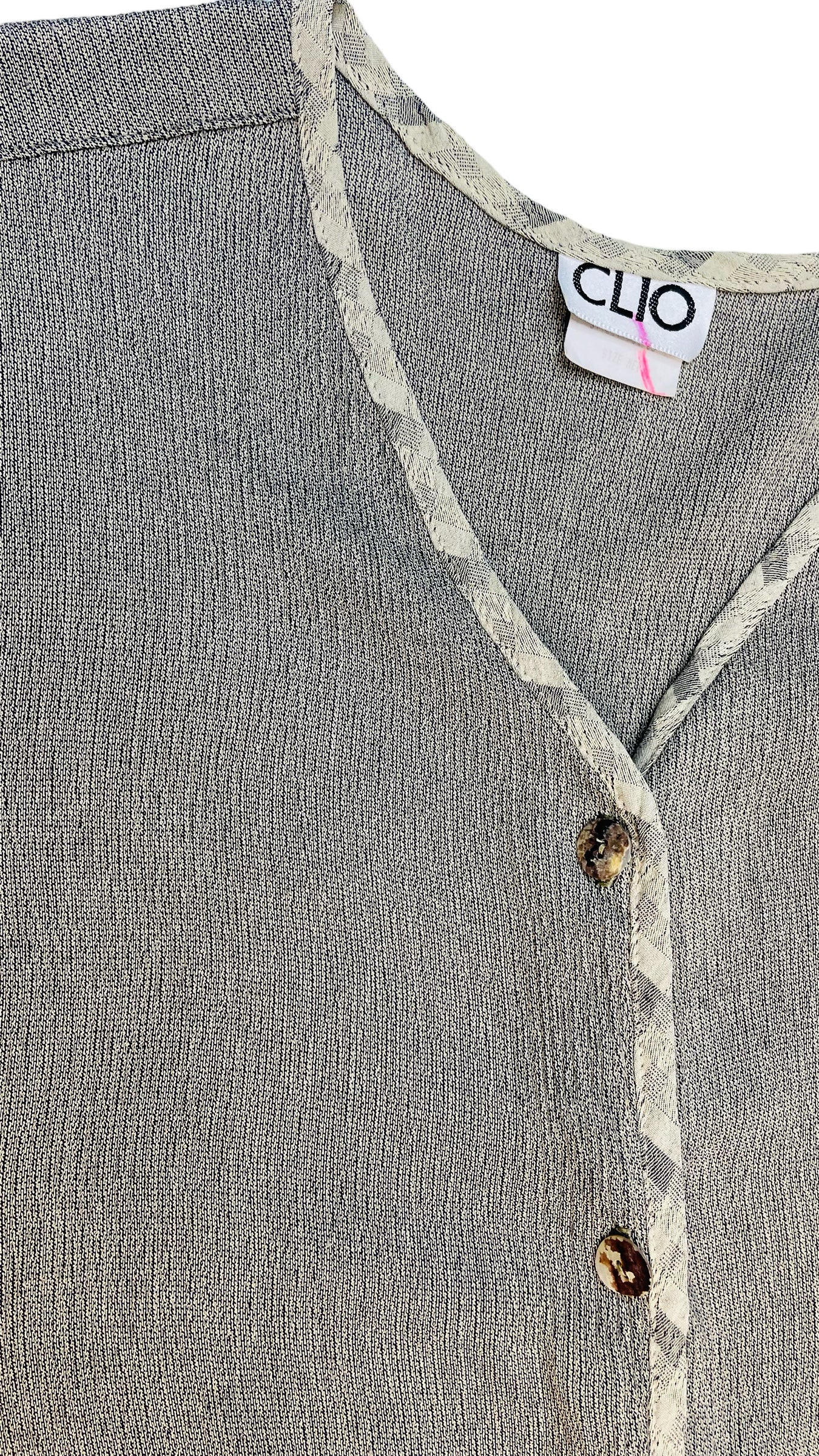 Vintage 90s grey textured short sleeve button up top - Size M