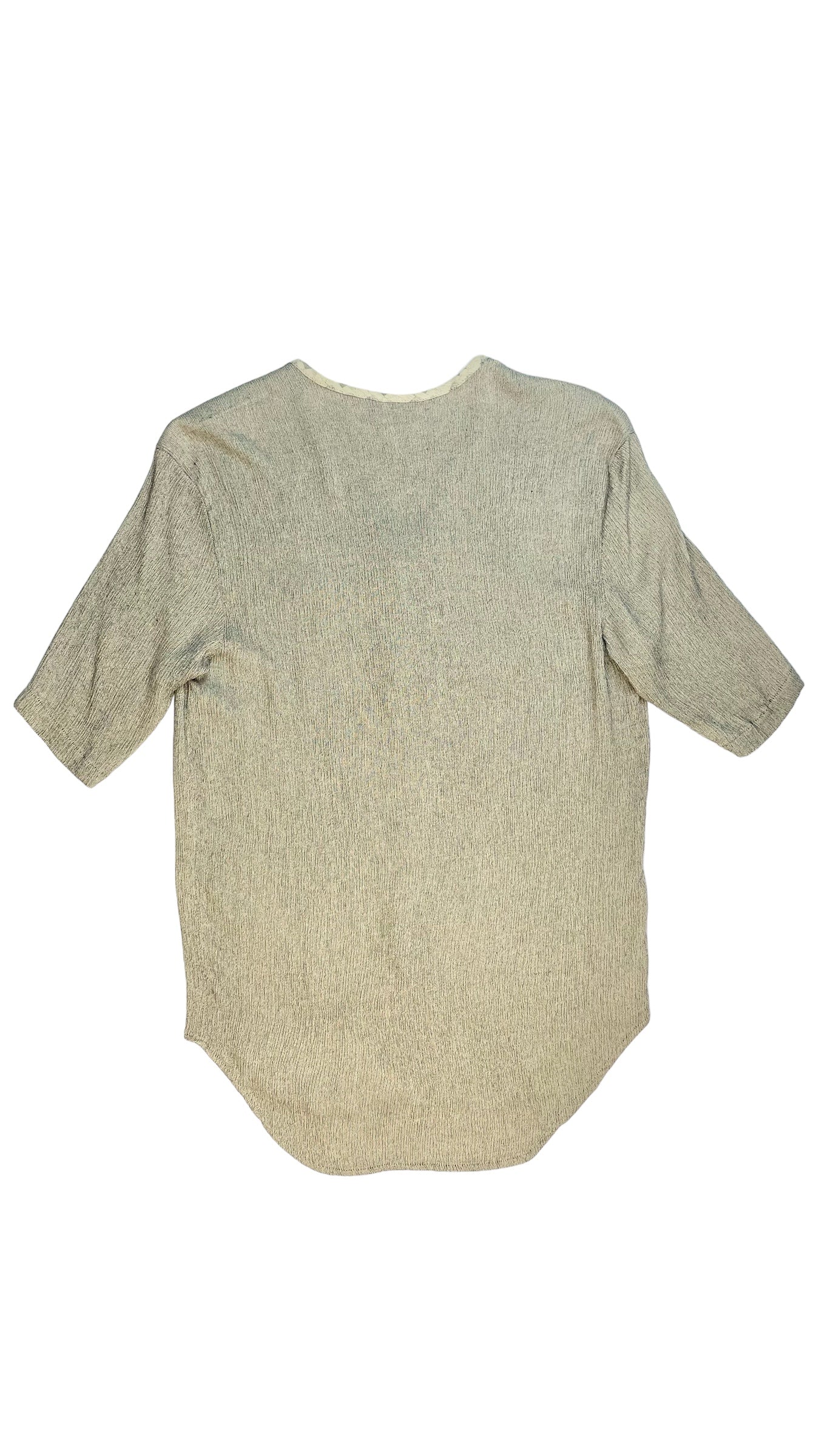 Vintage 90s grey textured short sleeve button up top - Size M