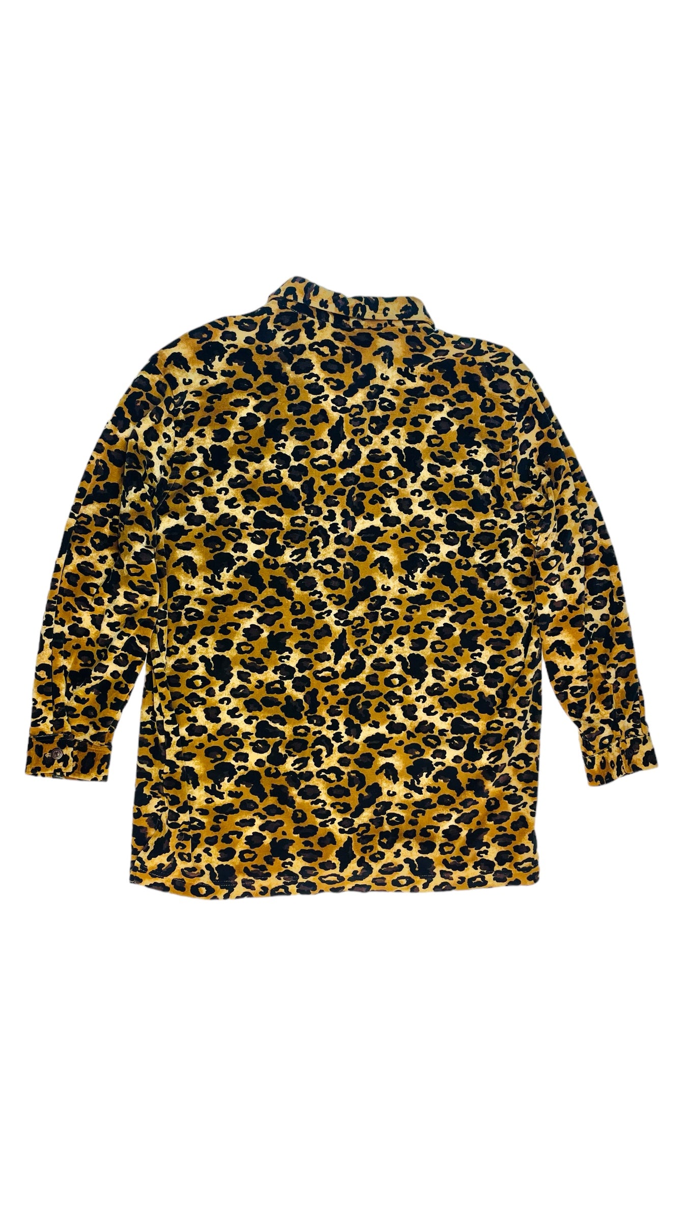 Vintage 90s NWT velvet leopard print long sleeve button up top - Size L