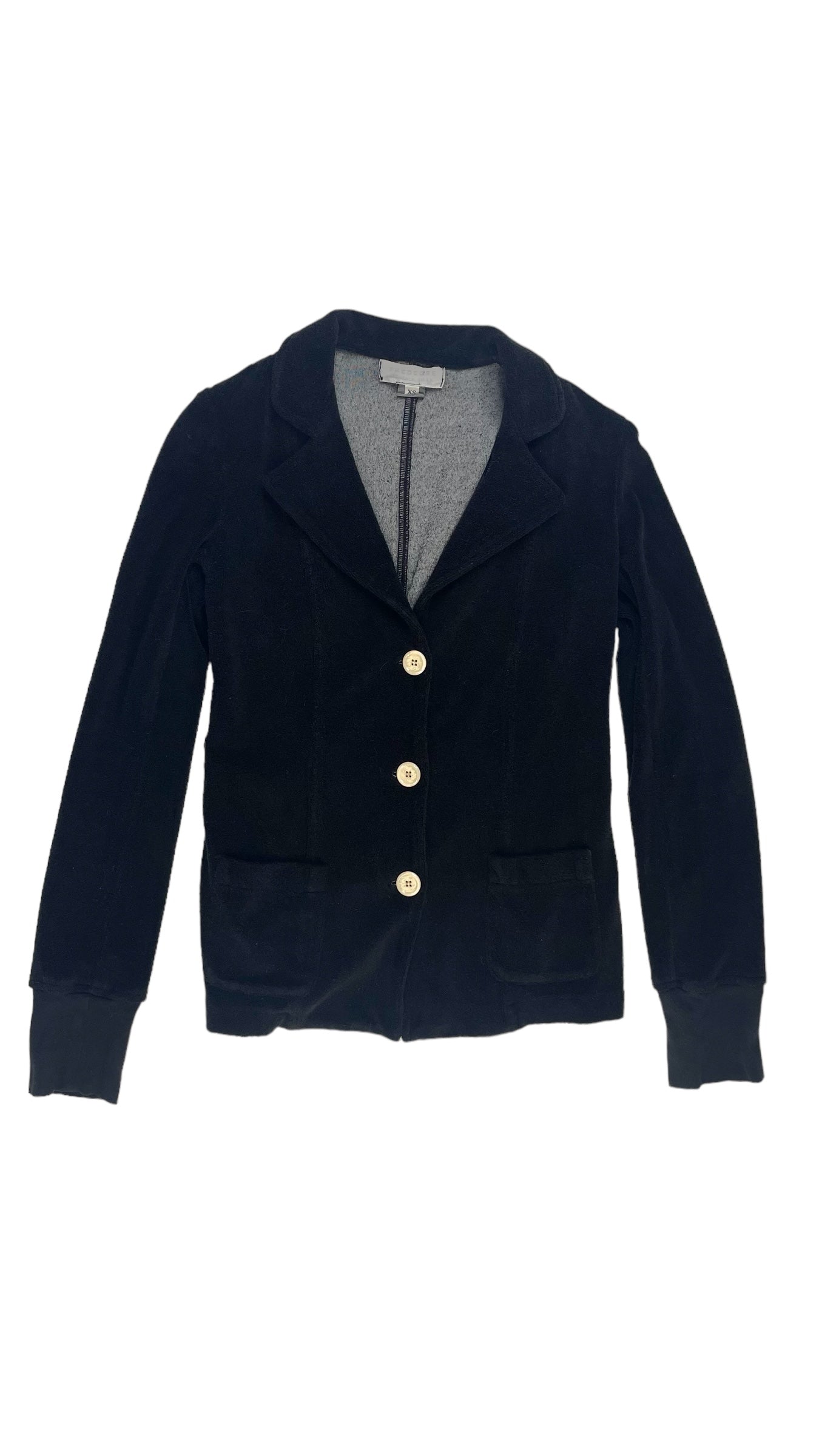 Vintage Y2K black THEODORE BEVERLY HILLS terry cloth button up blazer - Size XS