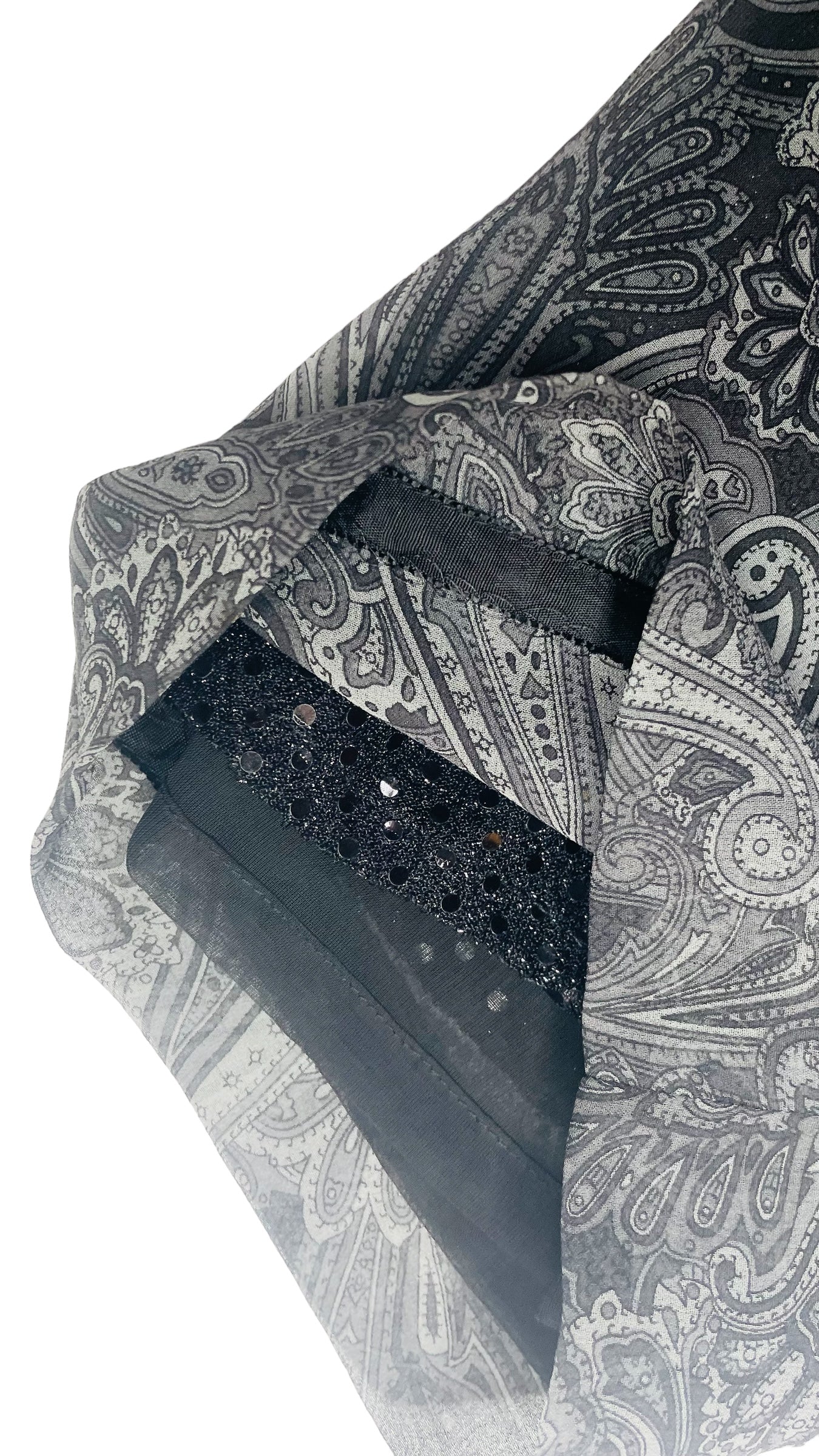 Vintage 90s grey paisley print sequined dress pants - Size M