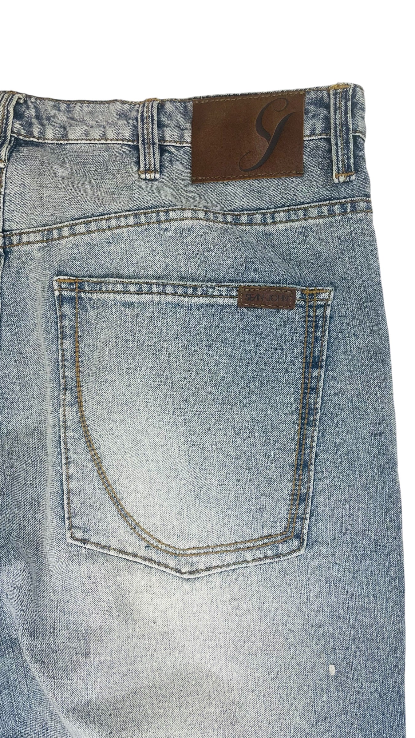 Vintage 90s SEAN JOHN grey washed wide leg jeans - Size 38