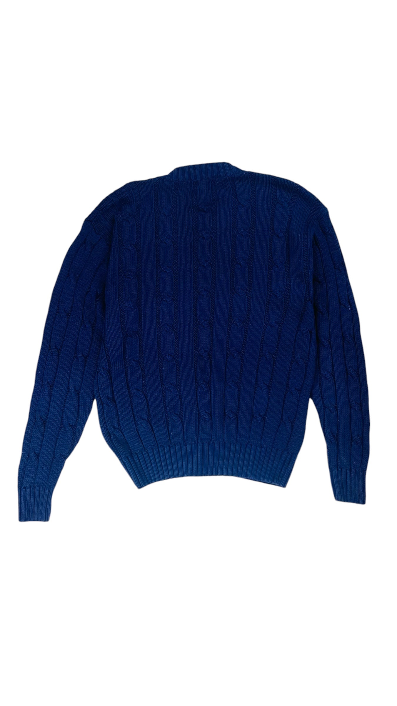 Vintage 90s EDDIE BAUER purple navy blue cable knit v neck long sleeve sweater - Size L