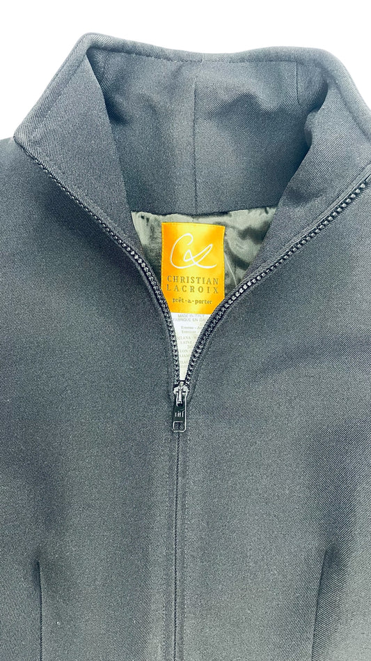 Vintage 90s CHRISTIAN LACROIX black tailored short coat- Size 42 IT