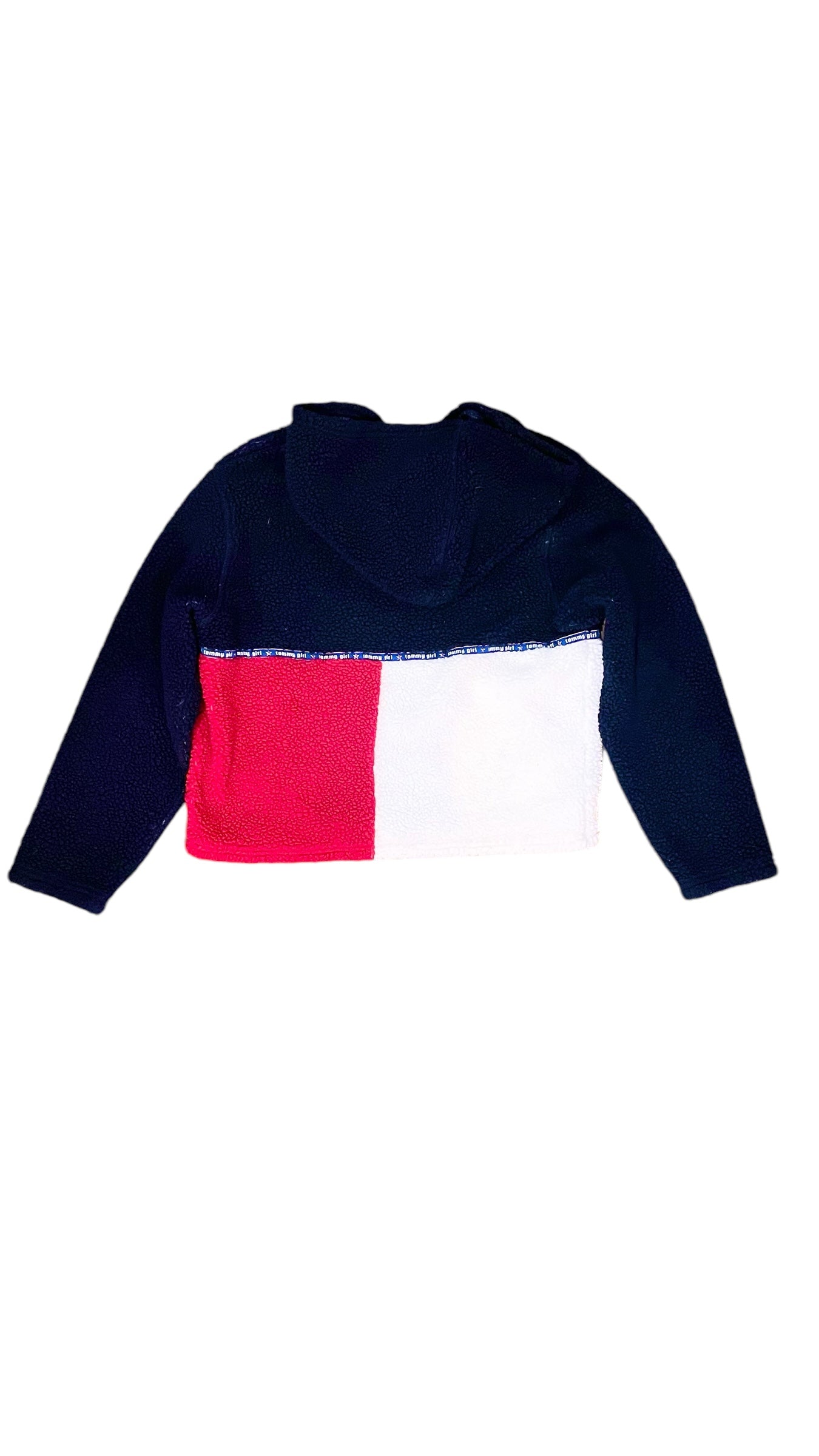Vintage 90s TOMMY GIRL red white & navy blue teddy bear zip up jacket- Size XL