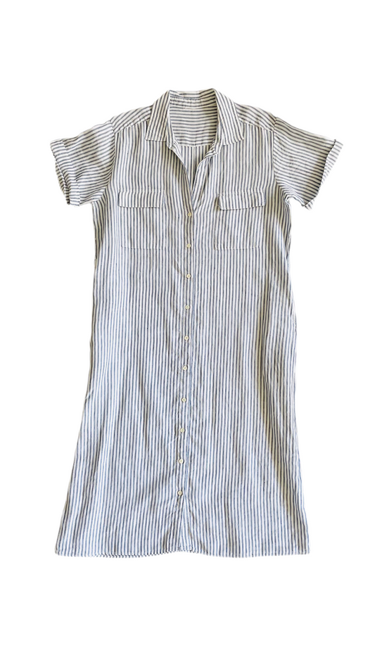 Vintage blue & white striped maxi dress - Size S-XL