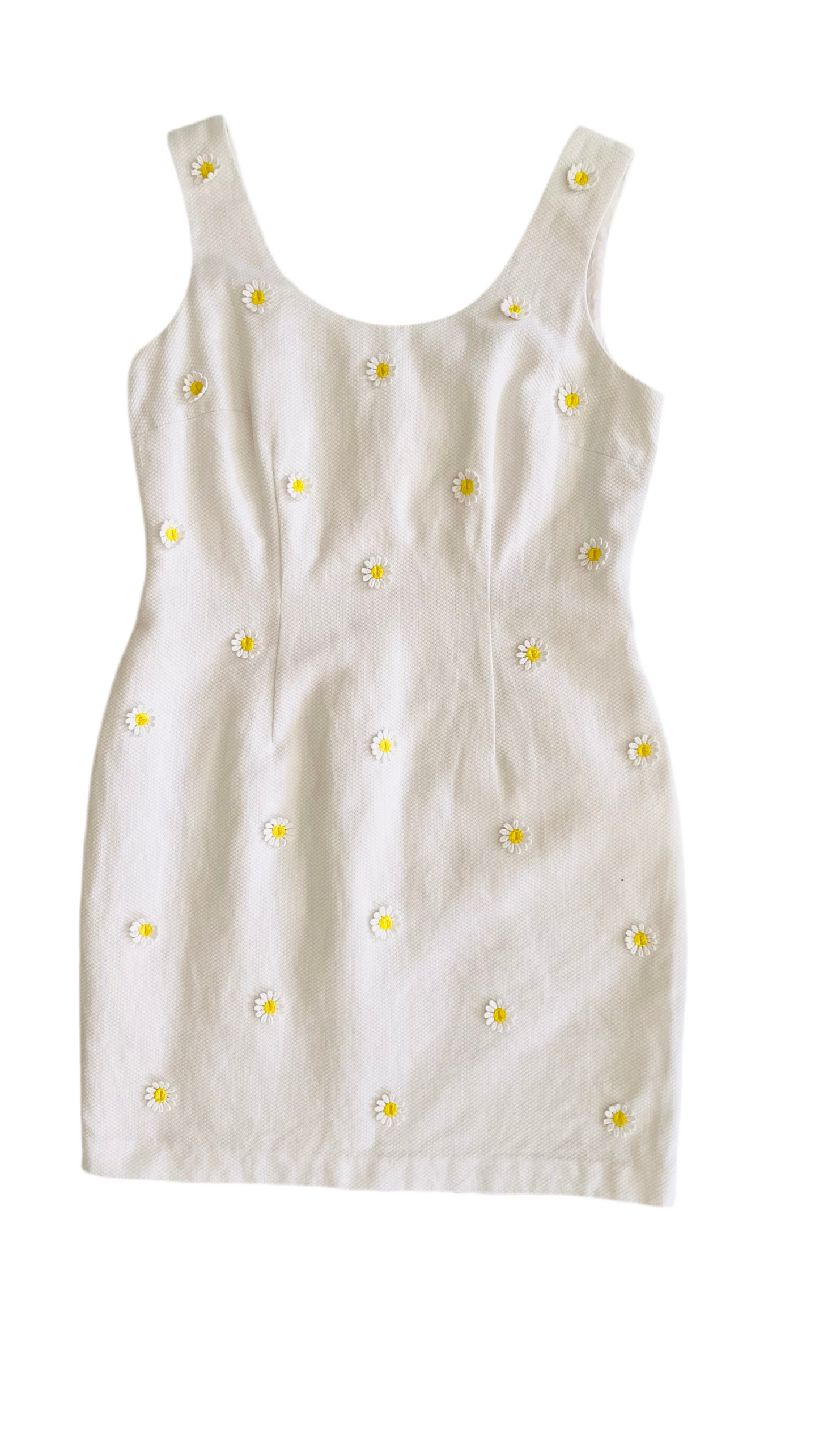 Pre-Loved LAUNDRY by SHELLI SEGAL white daisy mini tank dress - Size 4