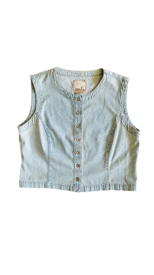 Vintage 90s light blue denim vest - Size L
