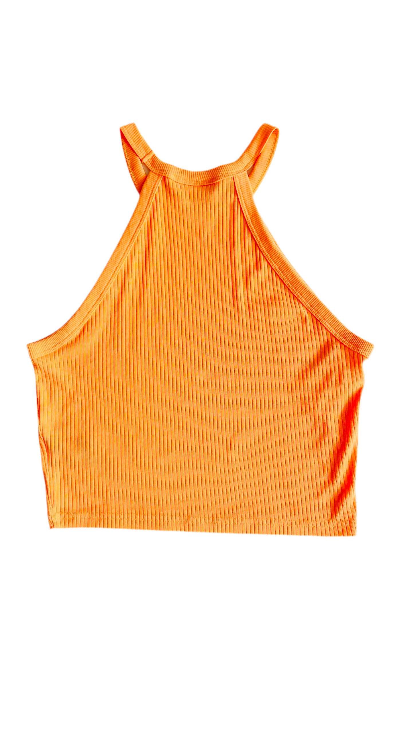 Pre-Loved neon orange knit halter top - Size L