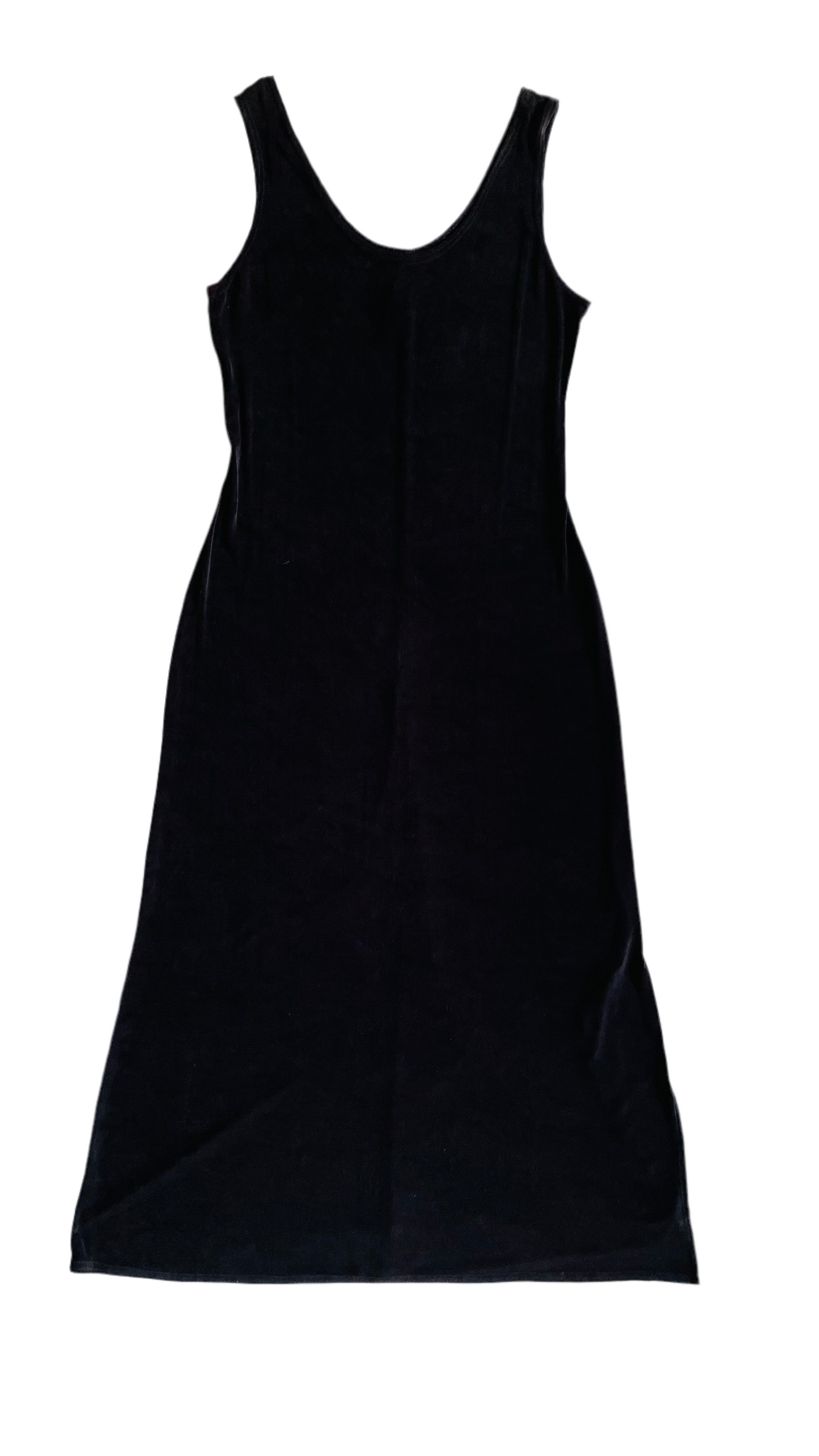 Vintage 90s black slinky maxi dress - Size 12 / L