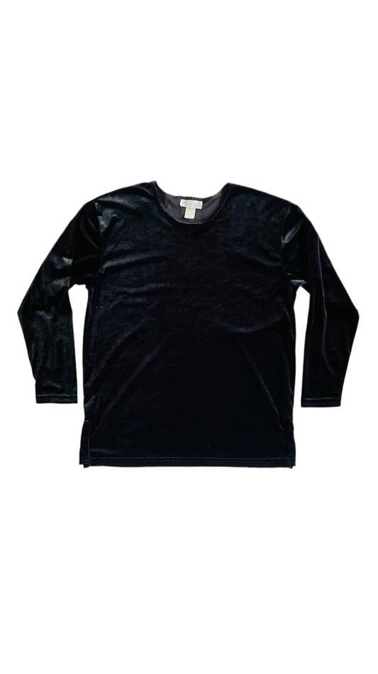 Vintage 90s black velvet knit tunic - Size M