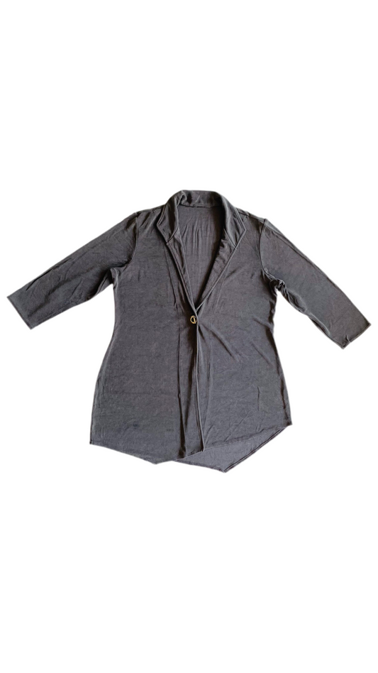 Vintage 90s grey asymmetrical knit cardigan - Size L