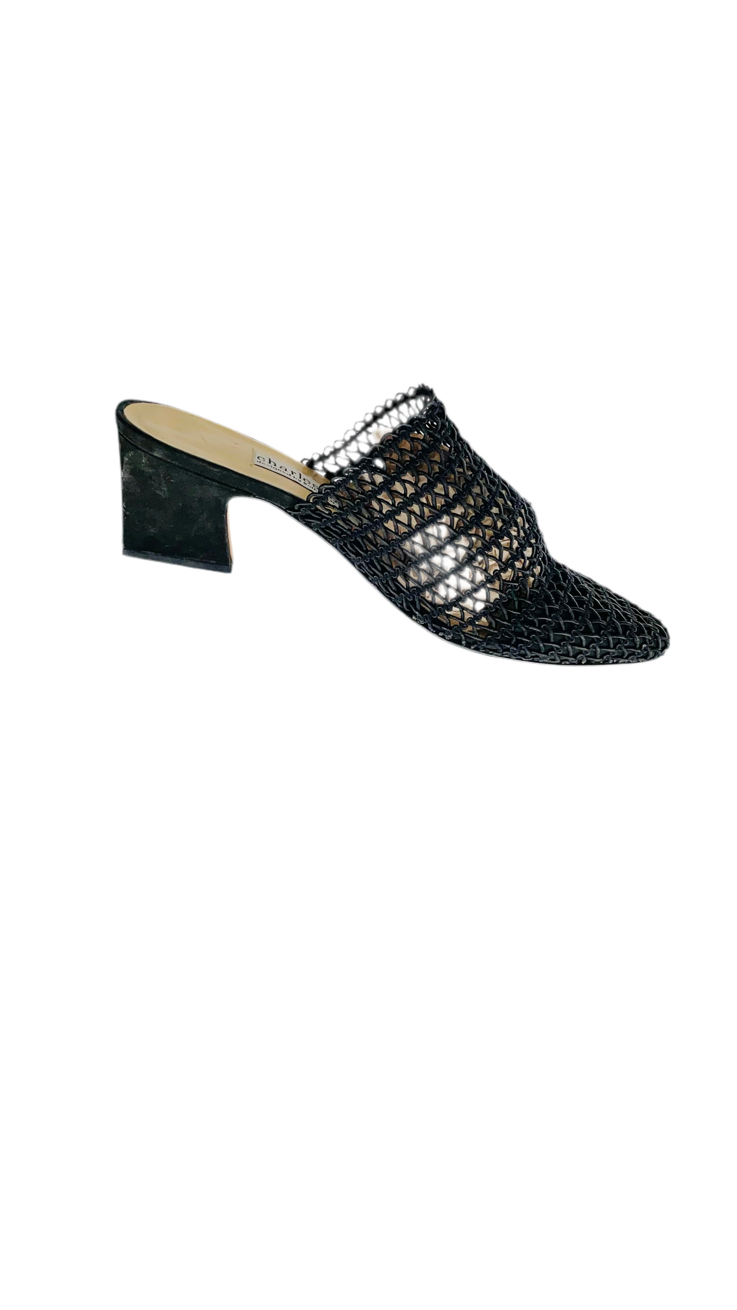 Vintage black woven mule slides - Size 7