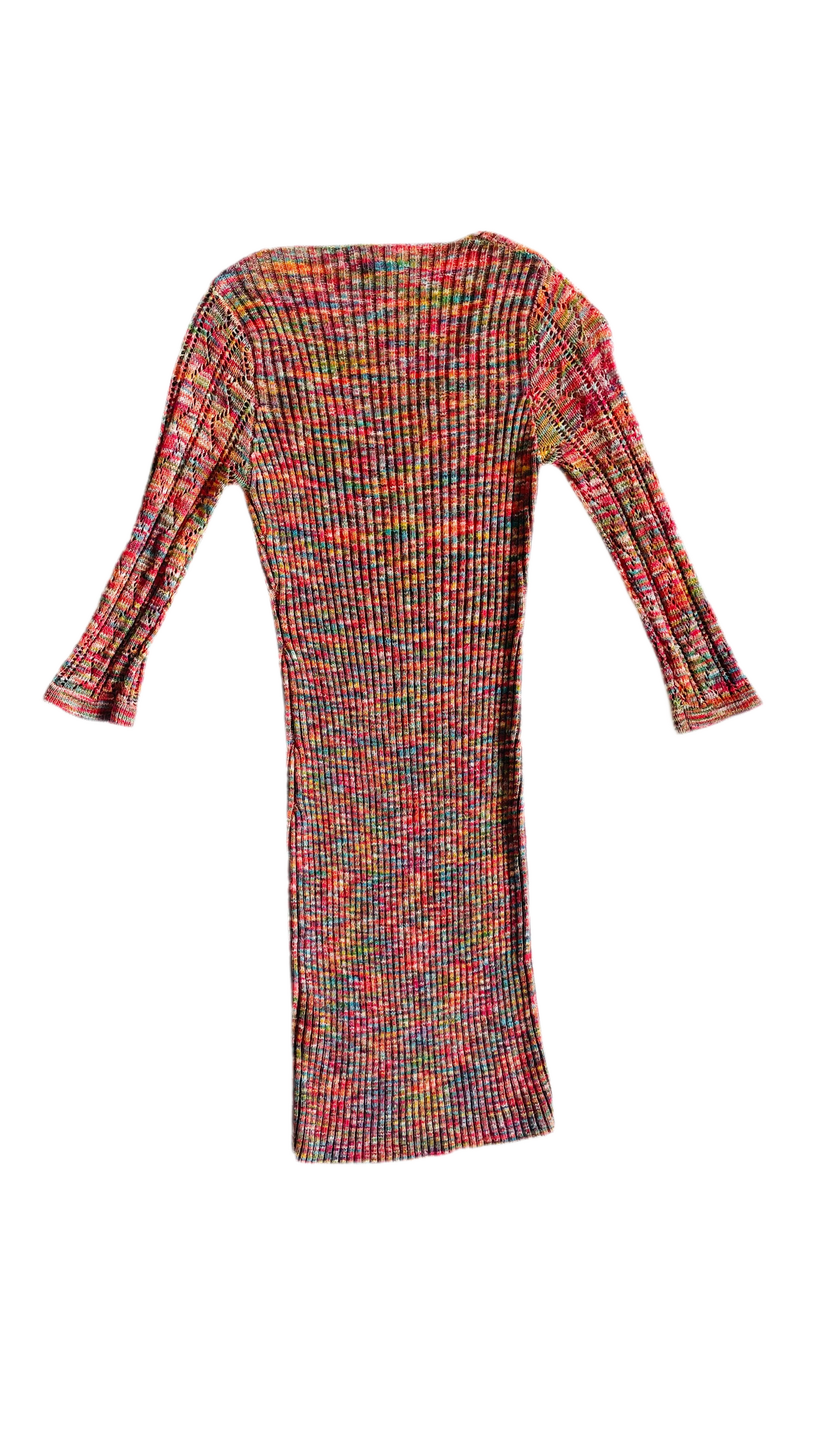 Pre-Loved multi colored knit bodycon mini dress - Size S