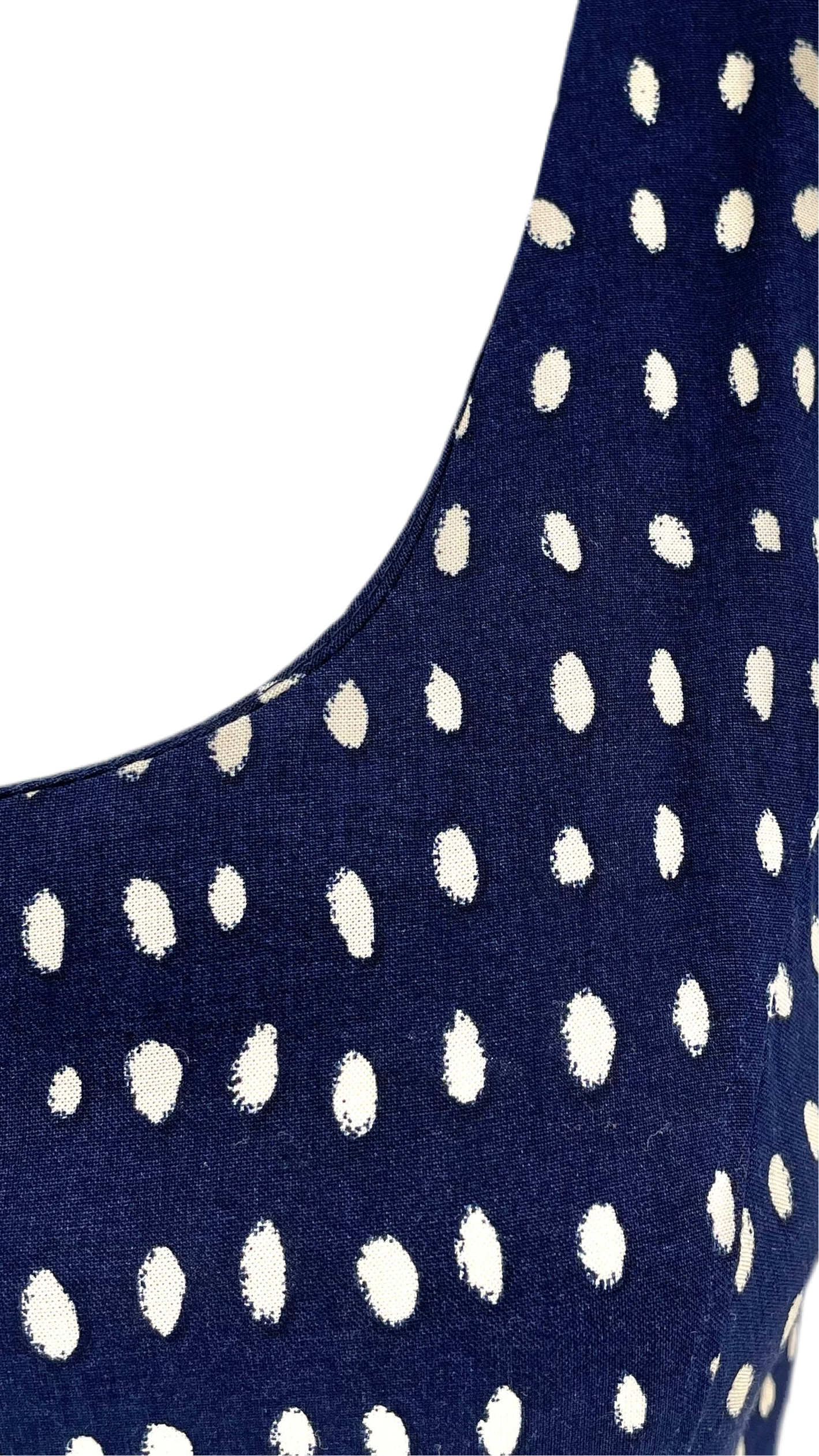 Vintage 90's cream & navy dot print tank dress - Size XS