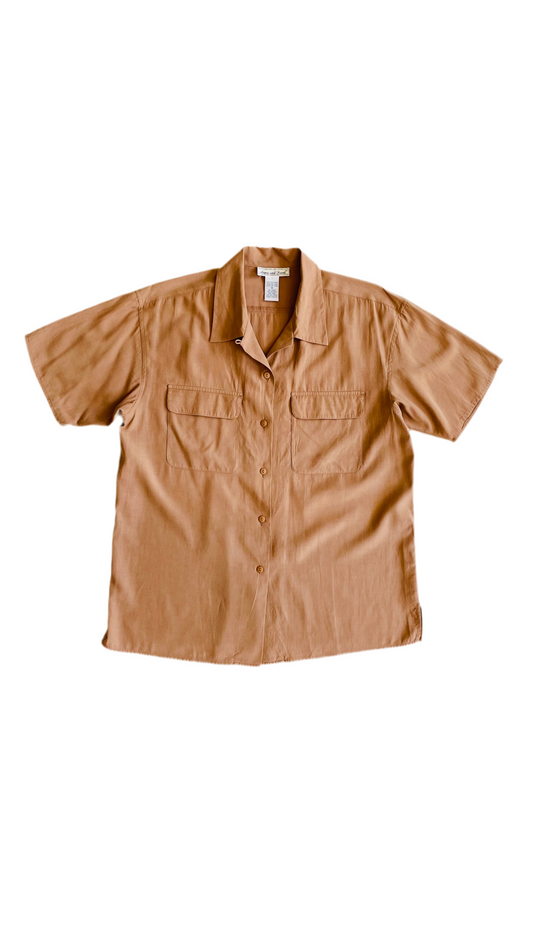 Vintage 90s blush nude button up shirt - Size M