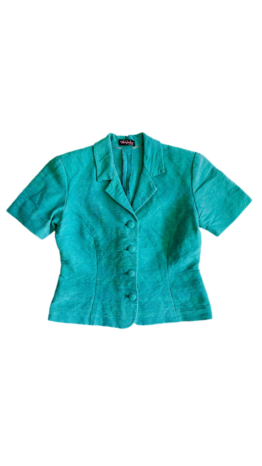Pre-Loved green tailored blazer jacket - Size S