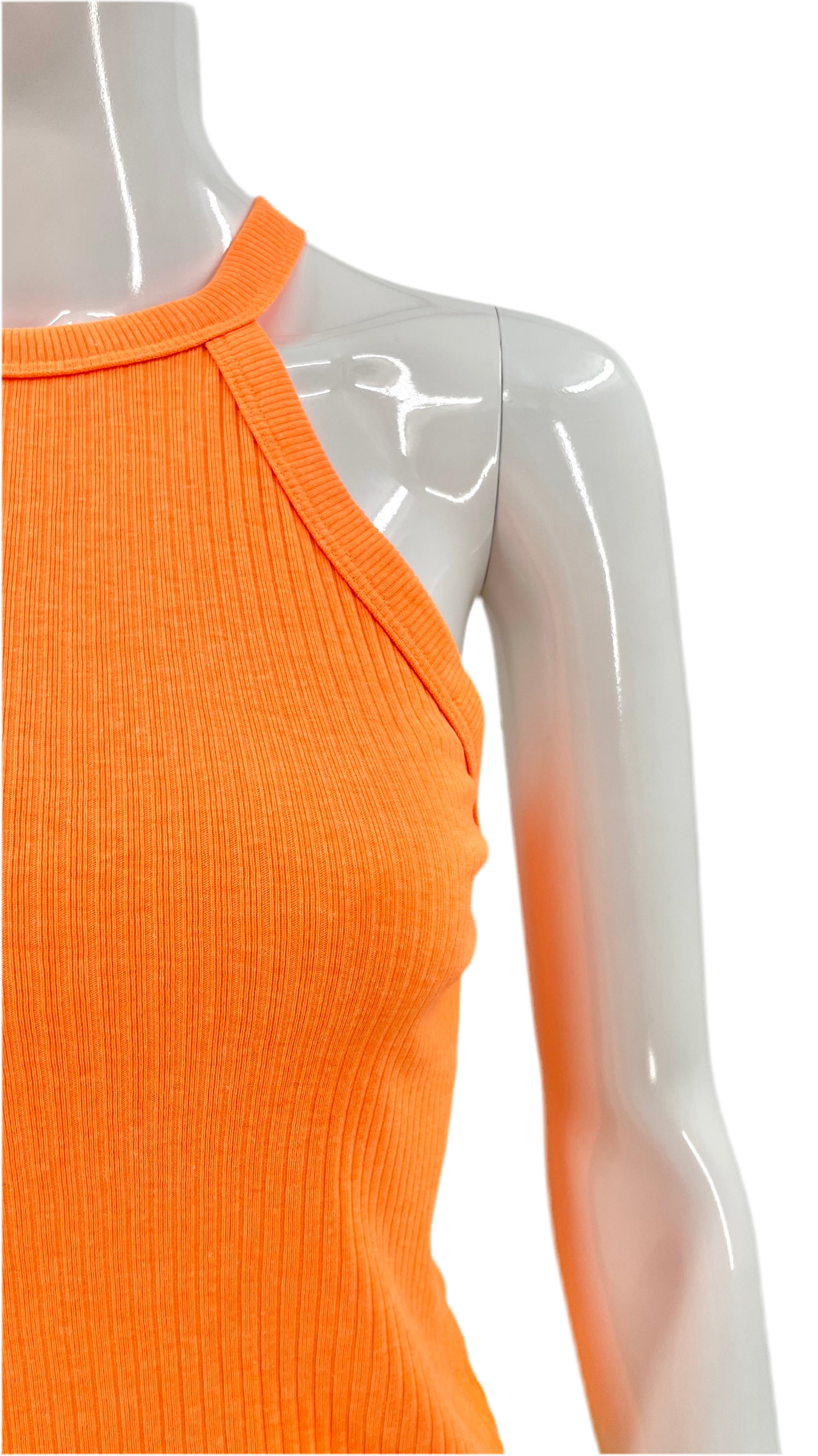 Pre-Loved neon orange knit halter top - Size L