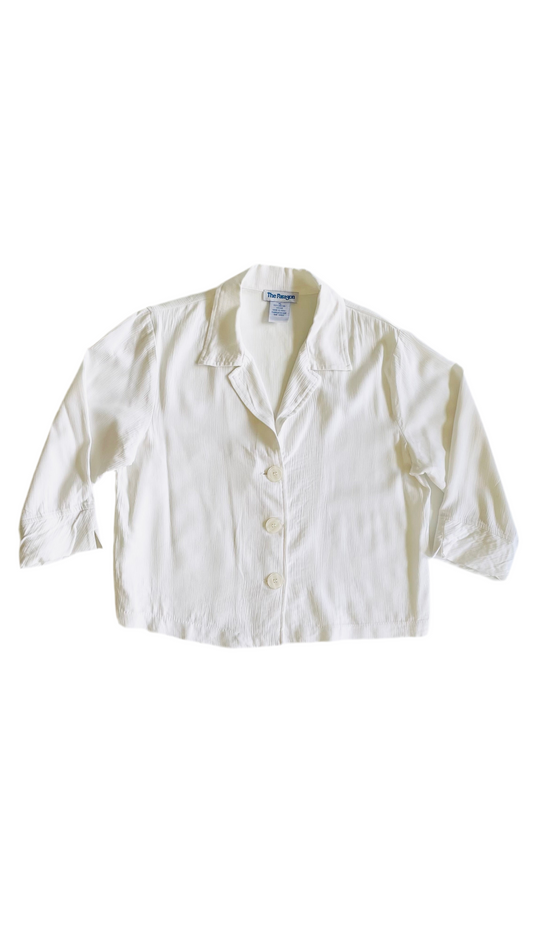 Vintage 90s white textured button up shirt - Size XL
